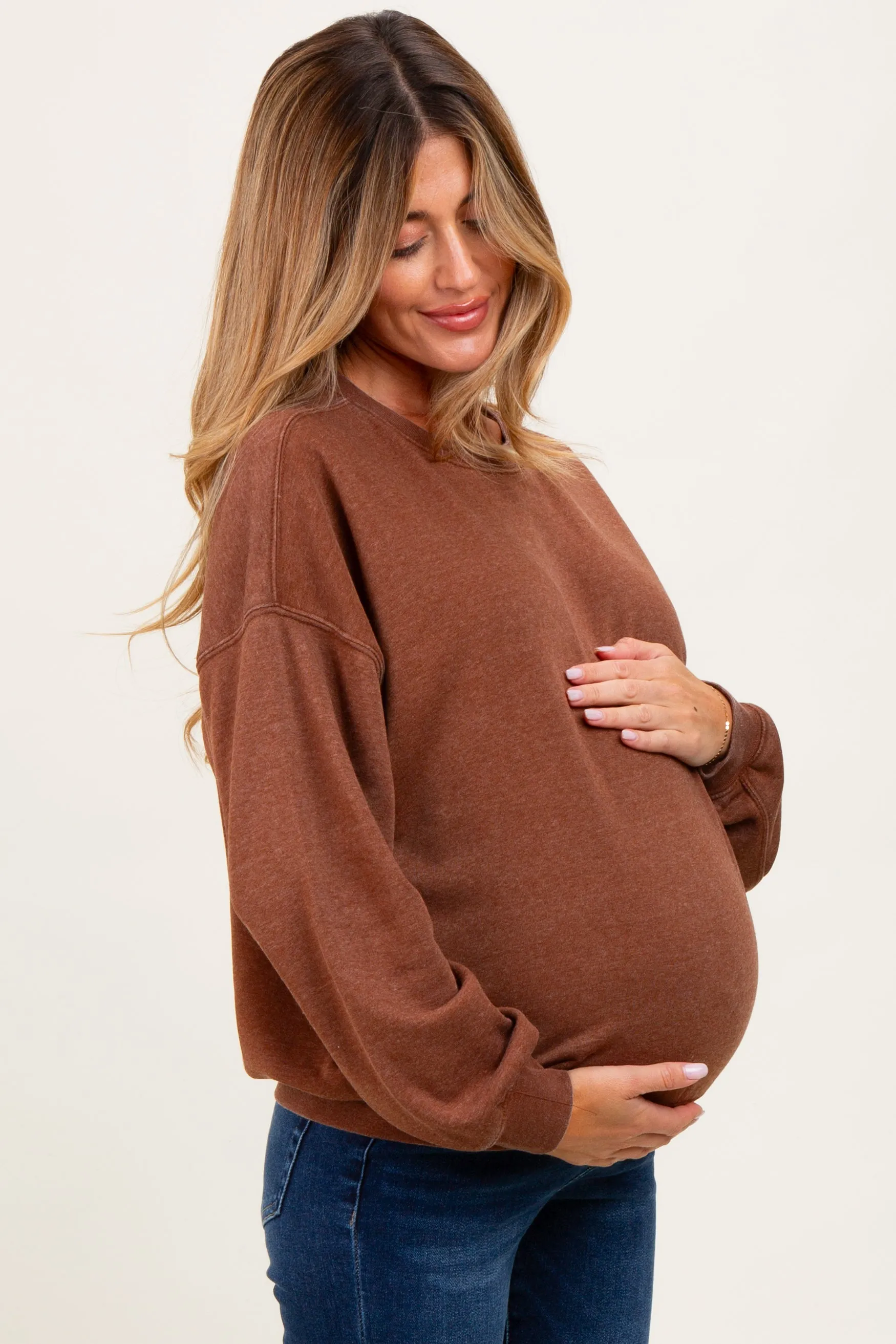 Camel Long Sleeve Maternity Sweatshirt sold by Pinkblush product image thumbnail 3