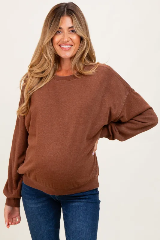 Camel Long Sleeve Maternity Sweatshirt made by HYFVE