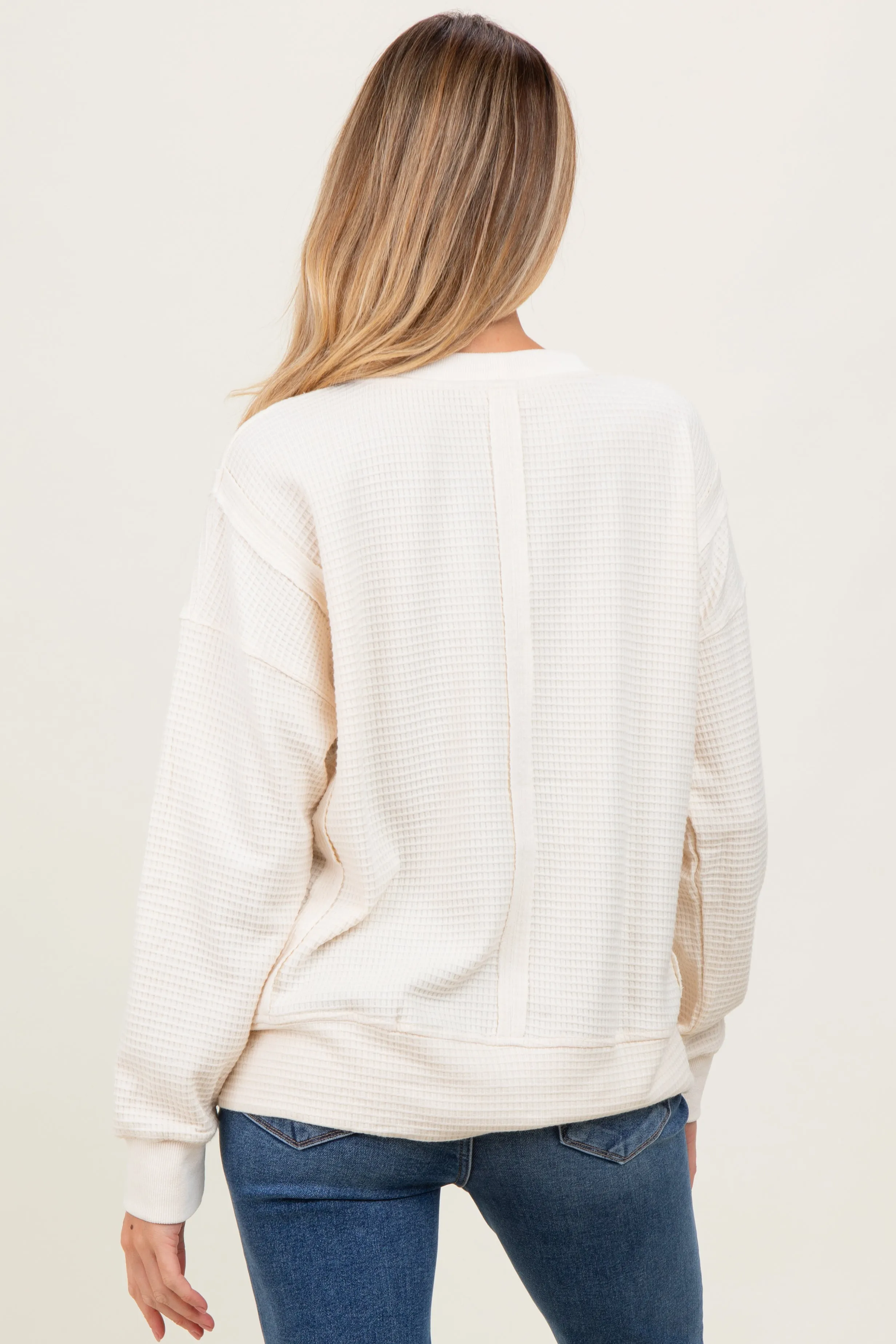 Cream Oversized Contrast Trim Maternity Thermal Pullover sold by Pinkblush product image thumbnail 3