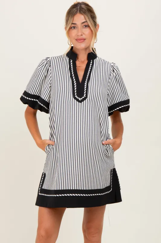 Black Striped Contrast Border Maternity Mini Dress sold by Pinkblush