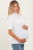 White Soft Brushed Knit Mock Neck Maternity Top sold by Pinkblush