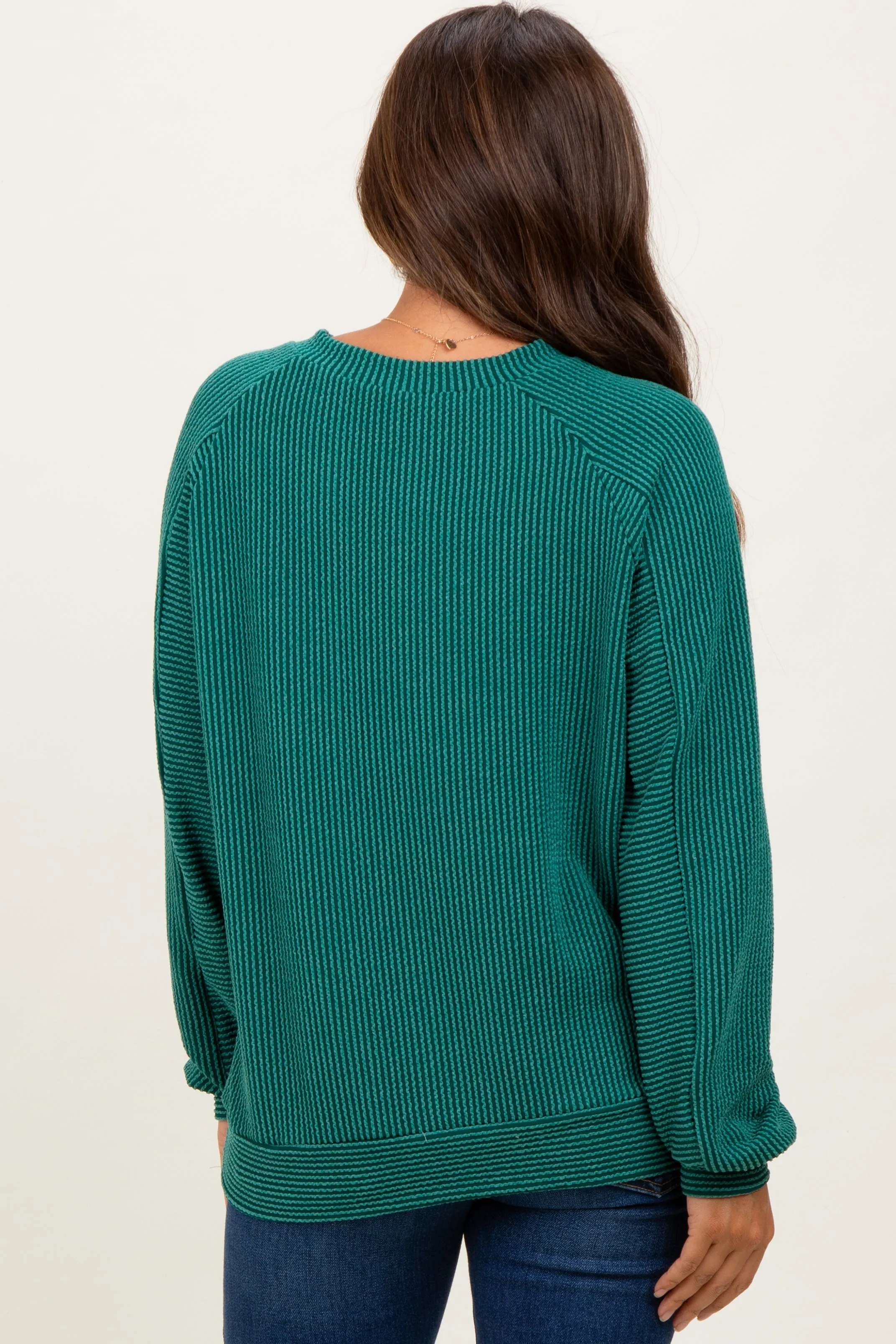 Forest Green Textured Rib Knit Maternity Pullover sold by Pinkblush product image thumbnail 4
