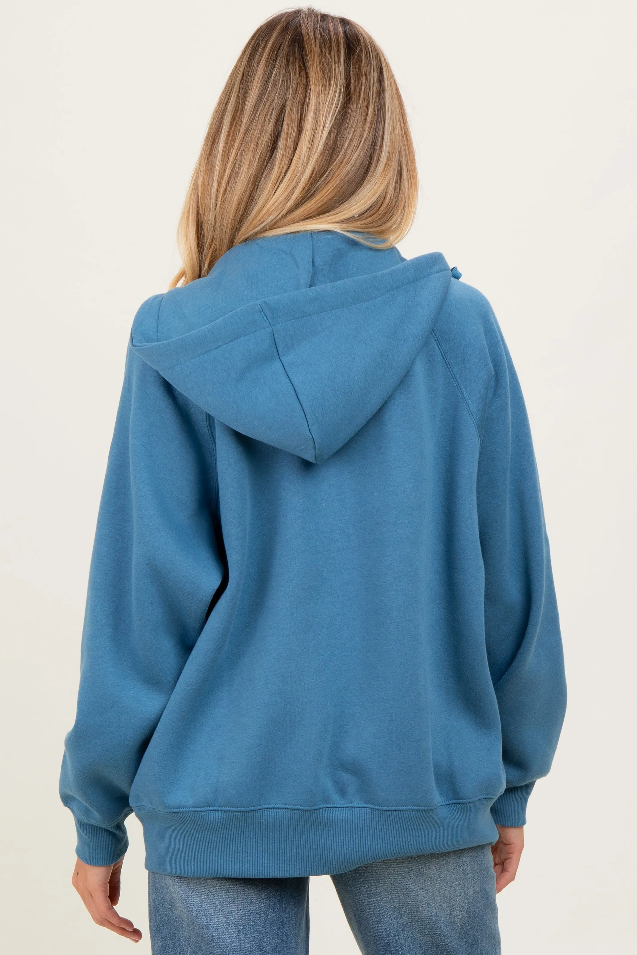 Blue Relaxed Fit Fleece Maternity Zip Hoodie sold by Pinkblush product image thumbnail 4