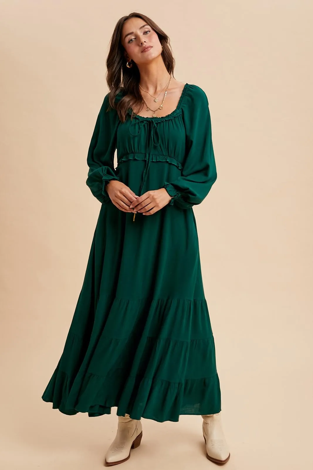 Forest Green Ruffled Fit And Flare Maternity Maxi Dress sold by Pinkblush product image thumbnail 5