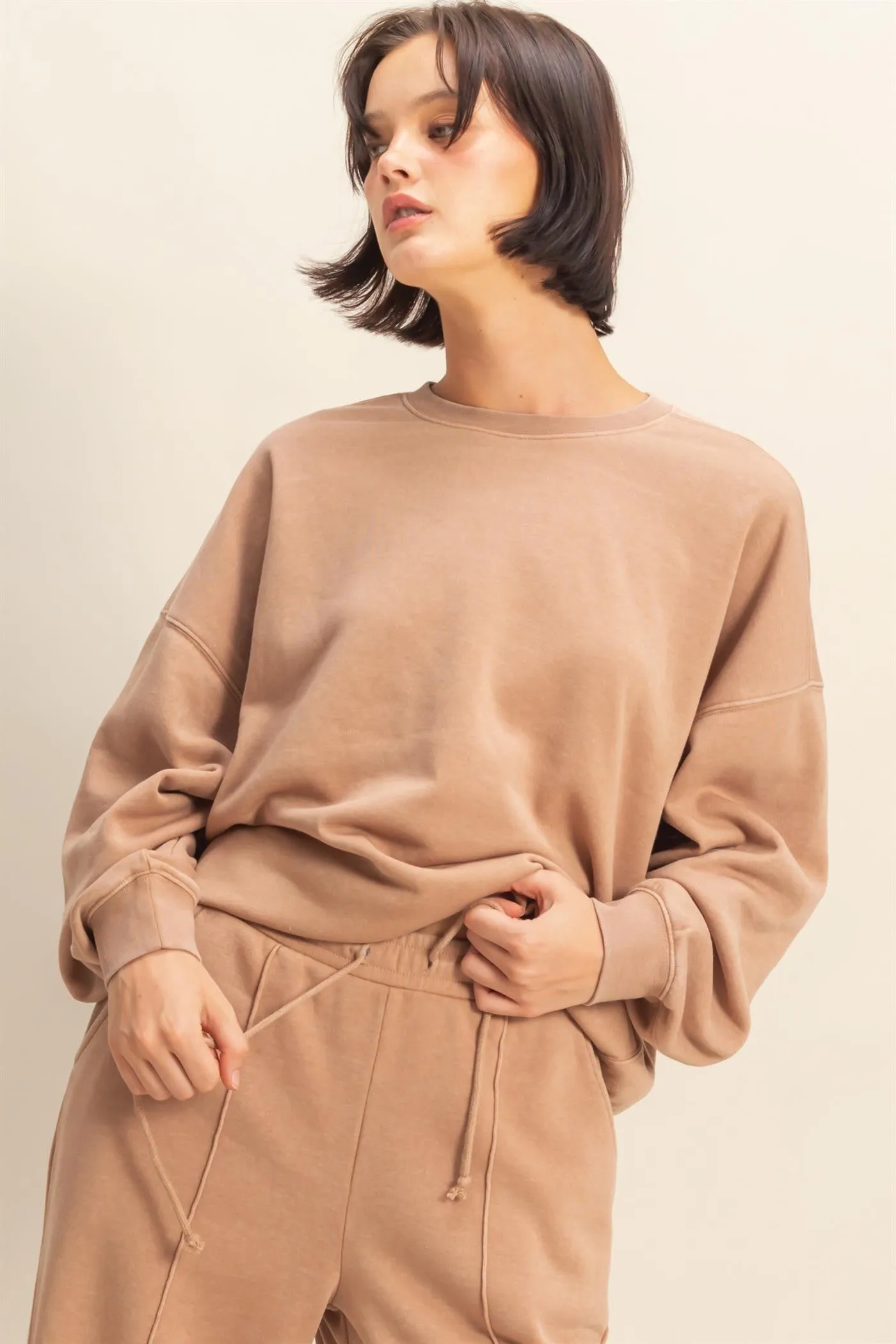 Beige Long Sleeve Maternity Sweatshirt sold by Pinkblush product image thumbnail 5