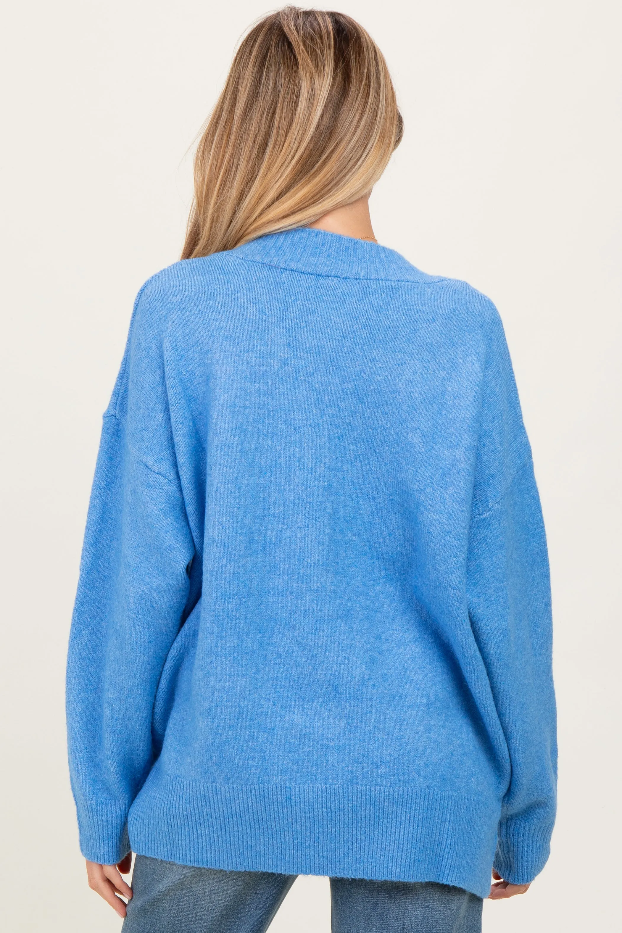 Blue Oversized Maternity Toggle Button Cardigan sold by Pinkblush product image thumbnail 3