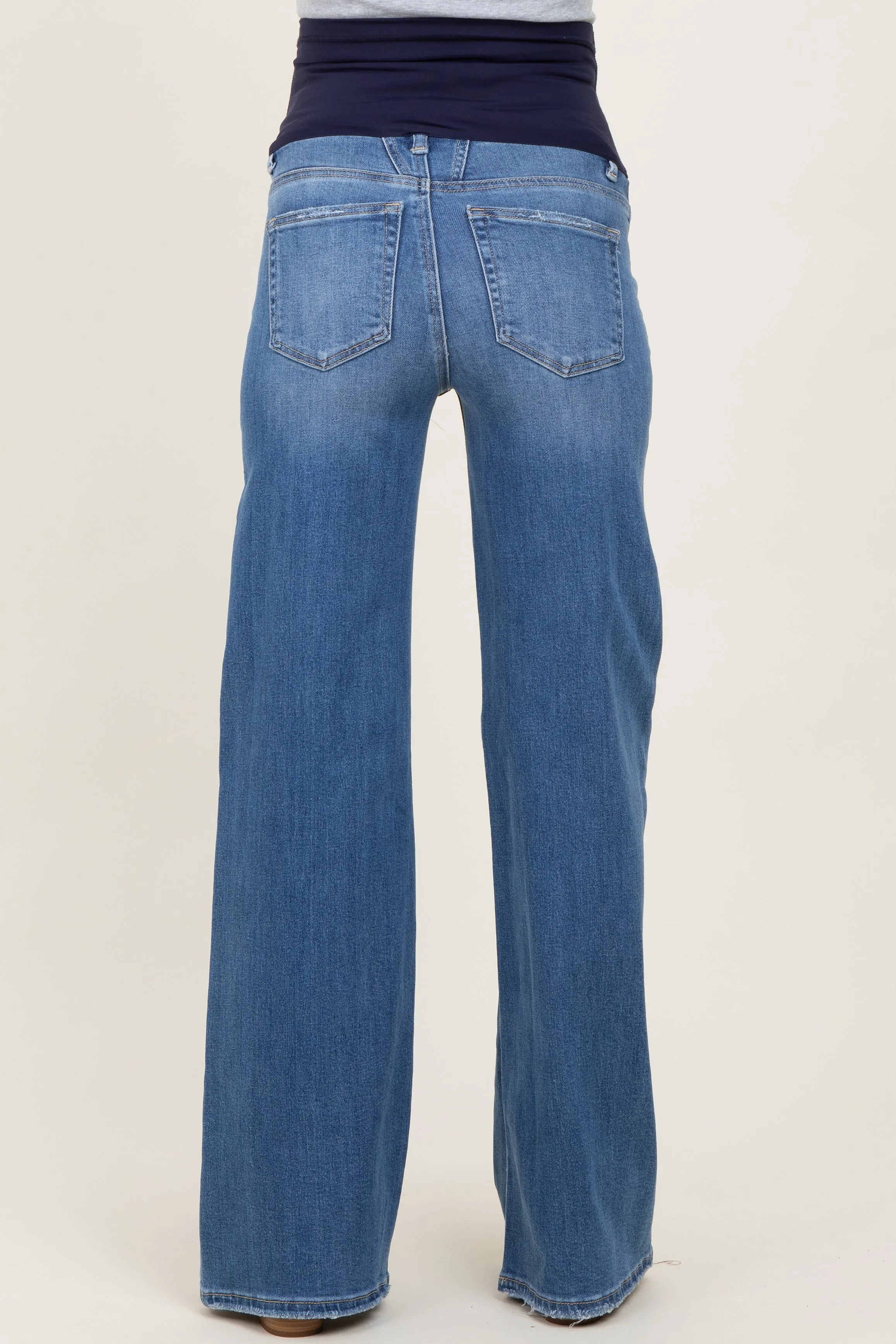 Medium Wash High Rise Wide Maternity Jeans sold by Pinkblush product image thumbnail 5