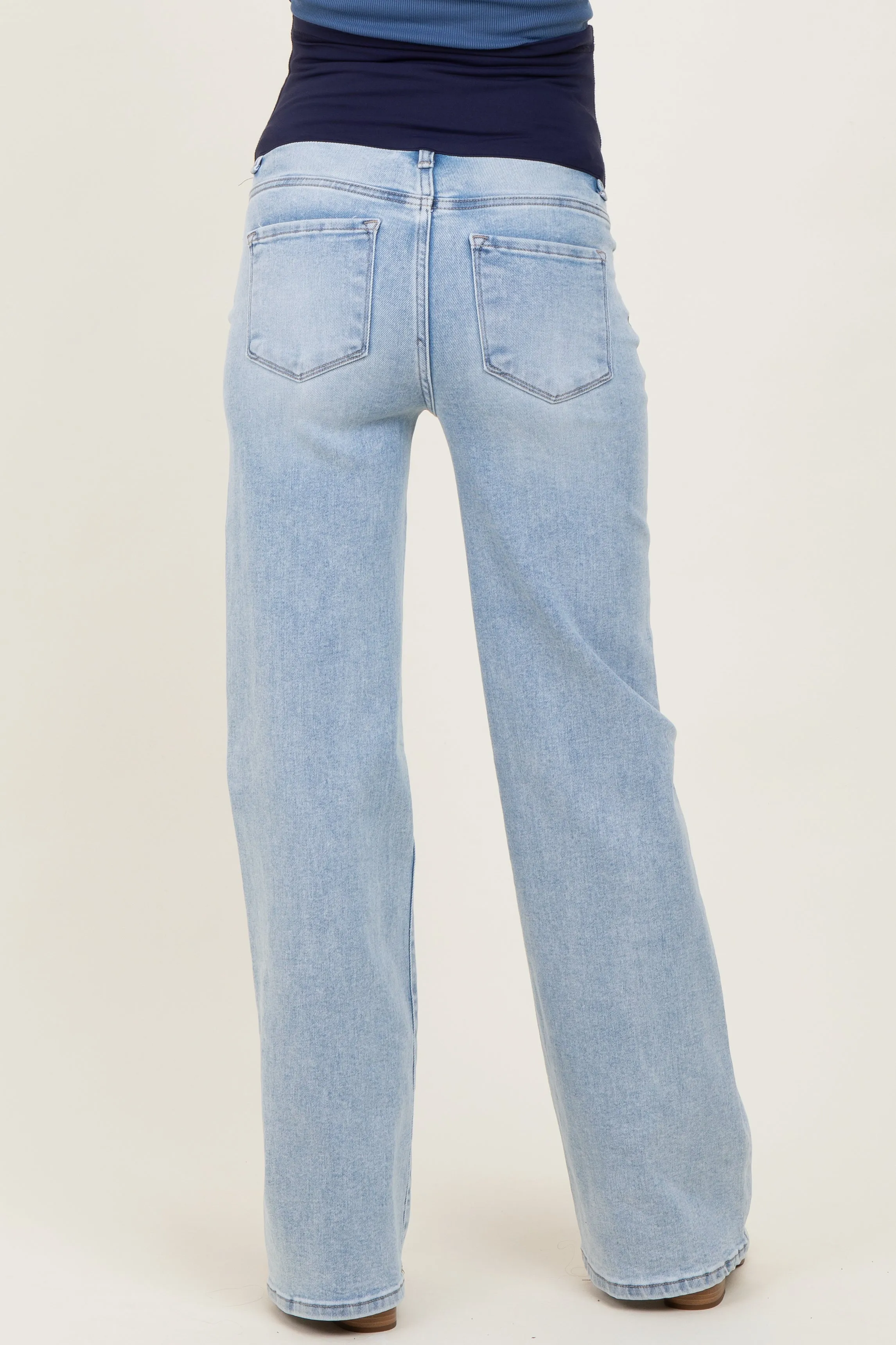 Medium High Rise Wide Leg 90'S Maternity Jeans sold by Pinkblush product image thumbnail 5