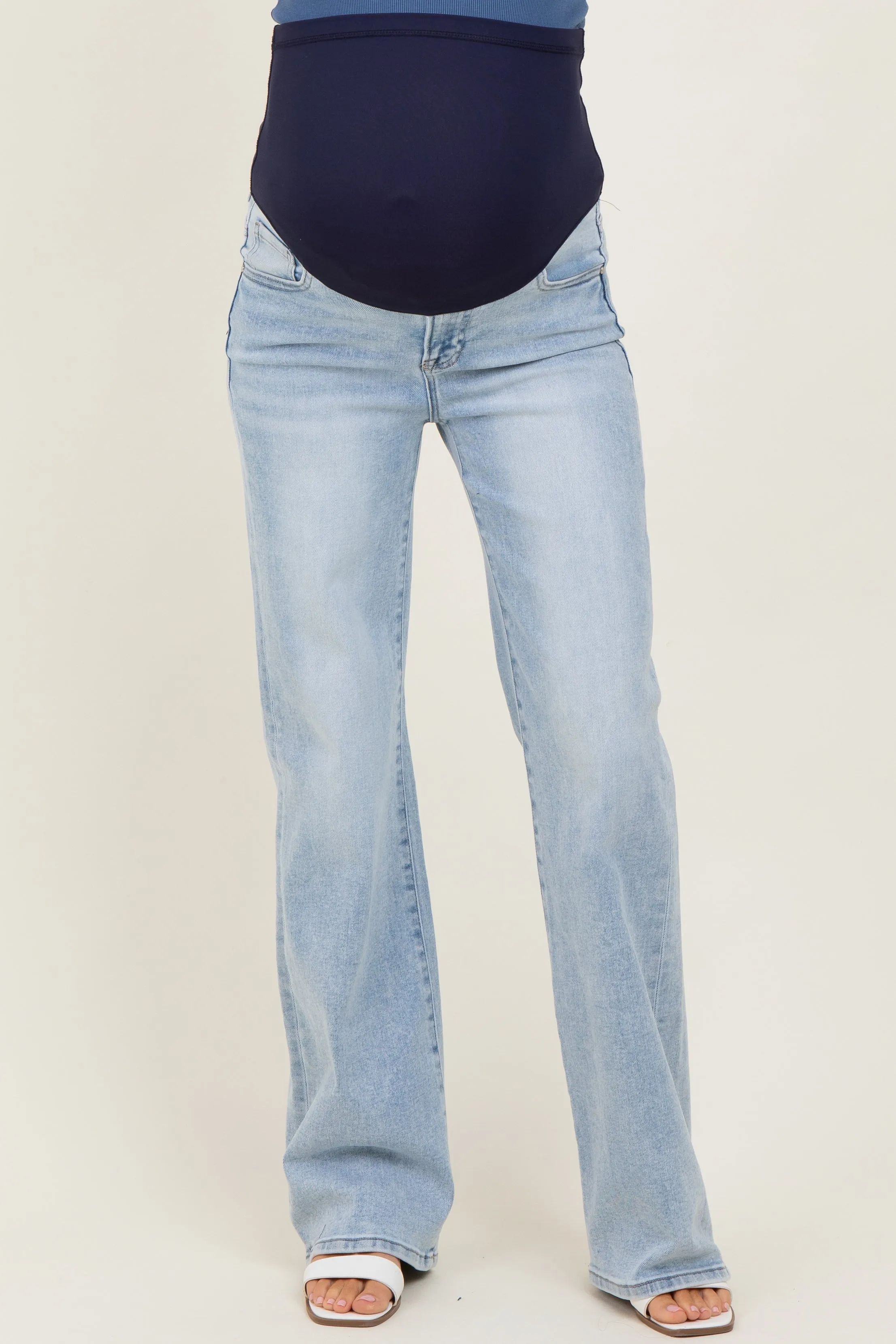 Medium High Rise Wide Leg 90'S Maternity Jeans sold by Pinkblush product image thumbnail 3