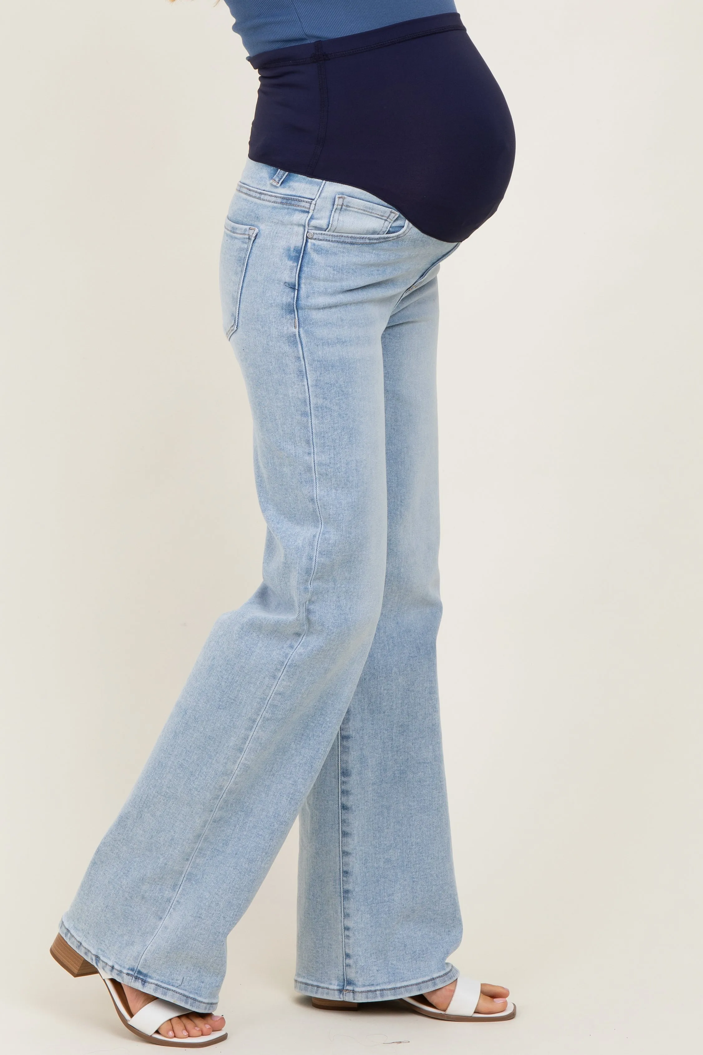 Medium High Rise Wide Leg 90'S Maternity Jeans sold by Pinkblush product image thumbnail 4