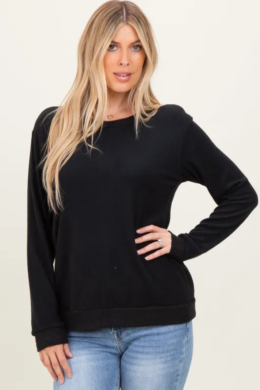 Black V-Neck Double Layer Nursing Pullover Top sold by Pinkblush