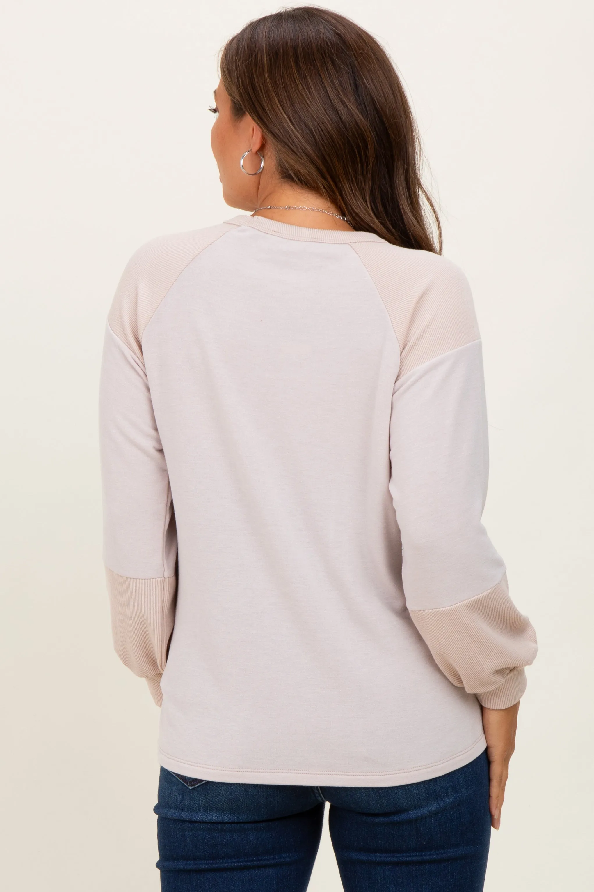 Cream Ribbed Bubble Sleeve Maternity Top sold by Pinkblush product image thumbnail 4