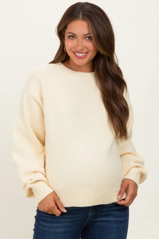 Yellow Chunky Knit Oversized Maternity Sweater sold by Pinkblush