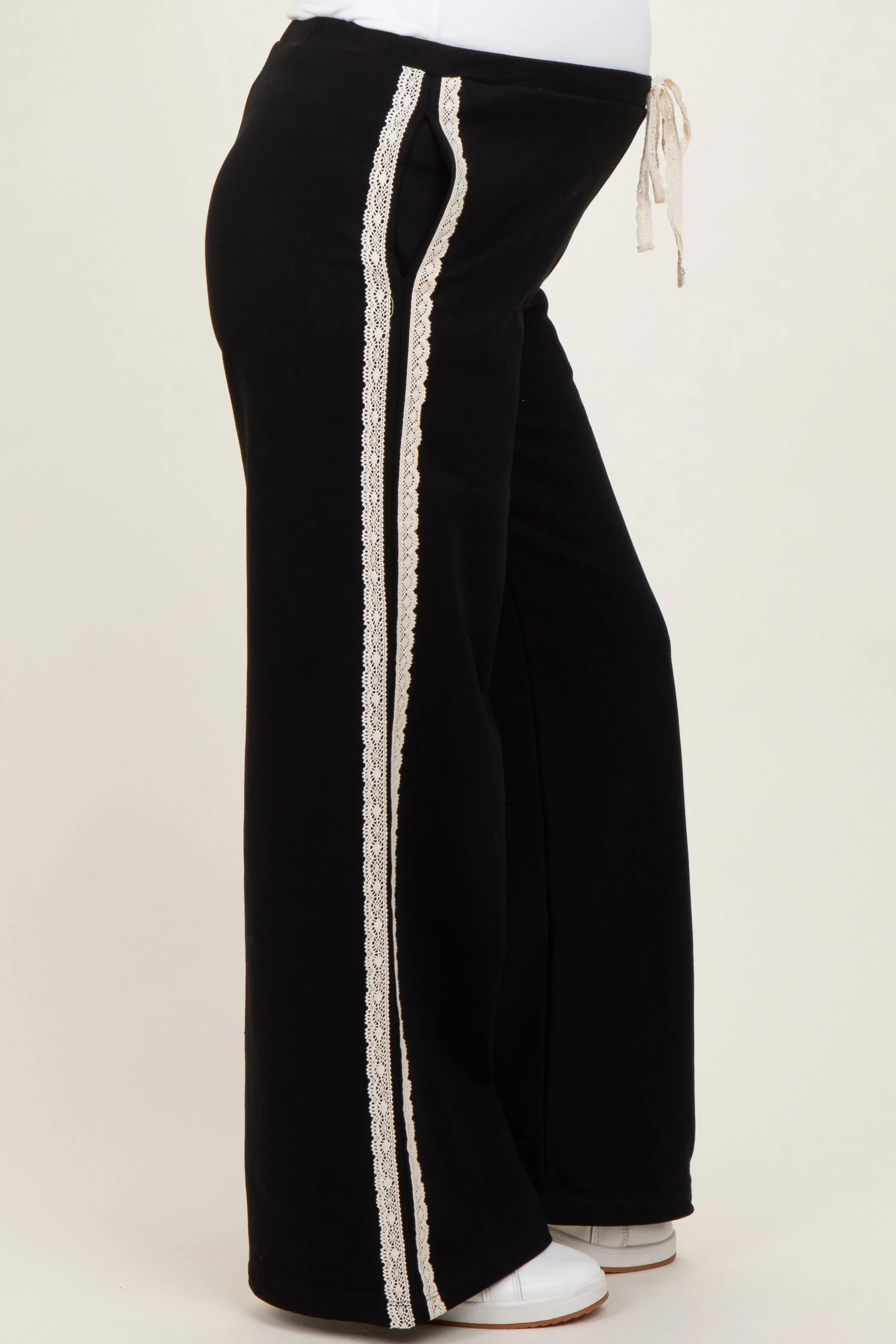 Black Lace Stripe Drawstring Maternity Lounge Pants sold by Pinkblush product image thumbnail 4