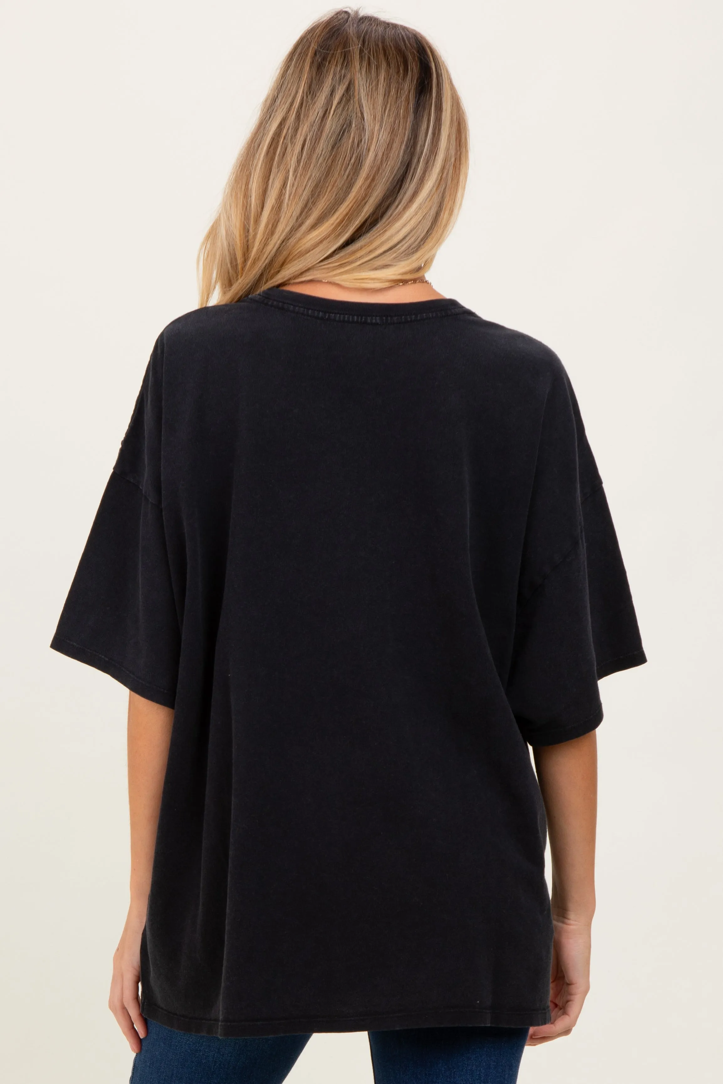 Black Mineral Washed Oversized Maternity T-Shirt sold by Pinkblush product image thumbnail 4