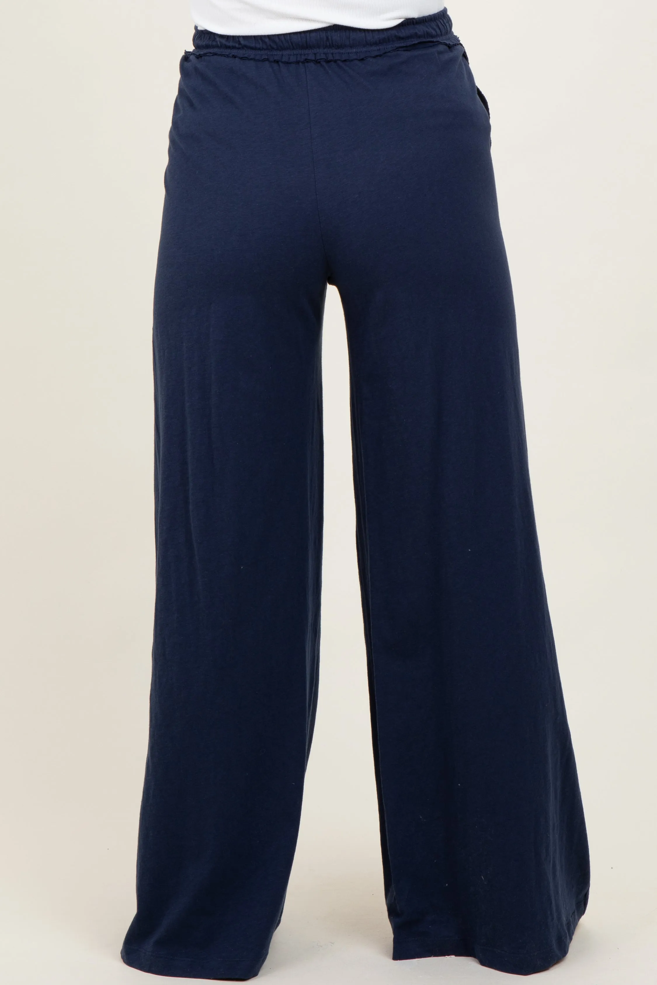 Navy Drawstring Wide Leg Maternity Lounge Pant sold by Pinkblush product image thumbnail 4