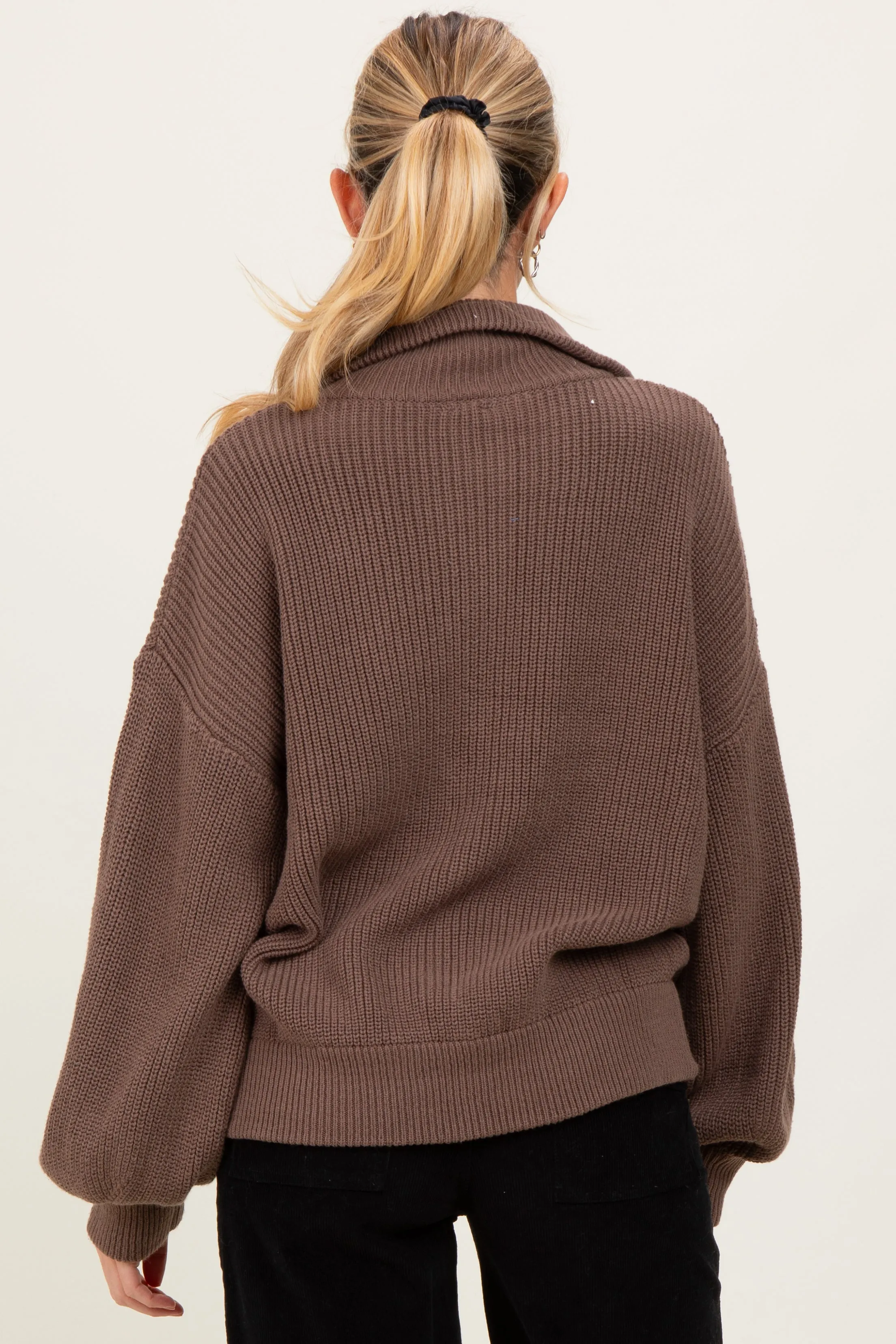 Light Mocha Oversized Zip Up Maternity Cardigan sold by Pinkblush product image thumbnail 4