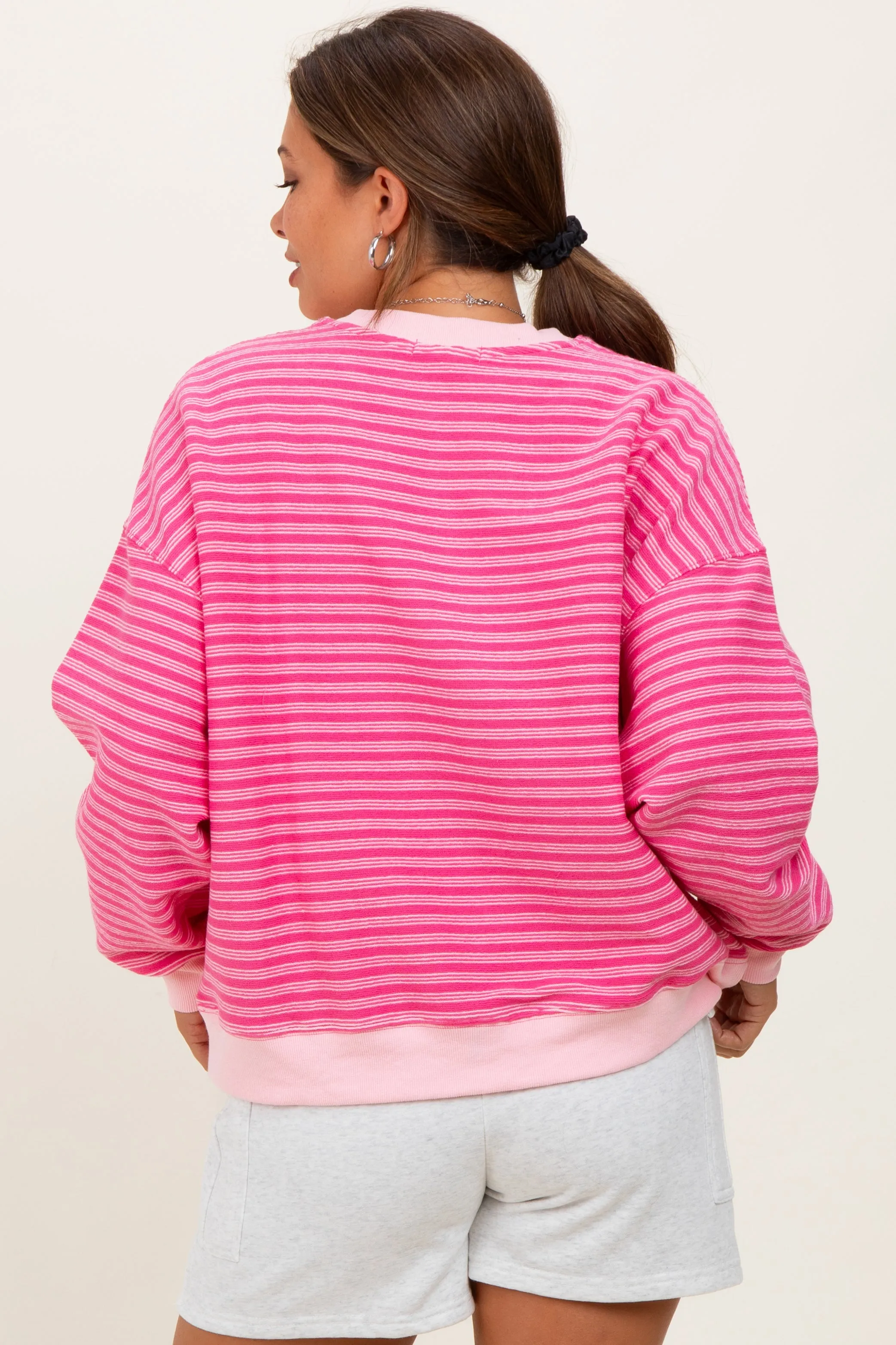 Pink Striped Knit Relaxed Fit Maternity Pullover sold by Pinkblush product image thumbnail 4