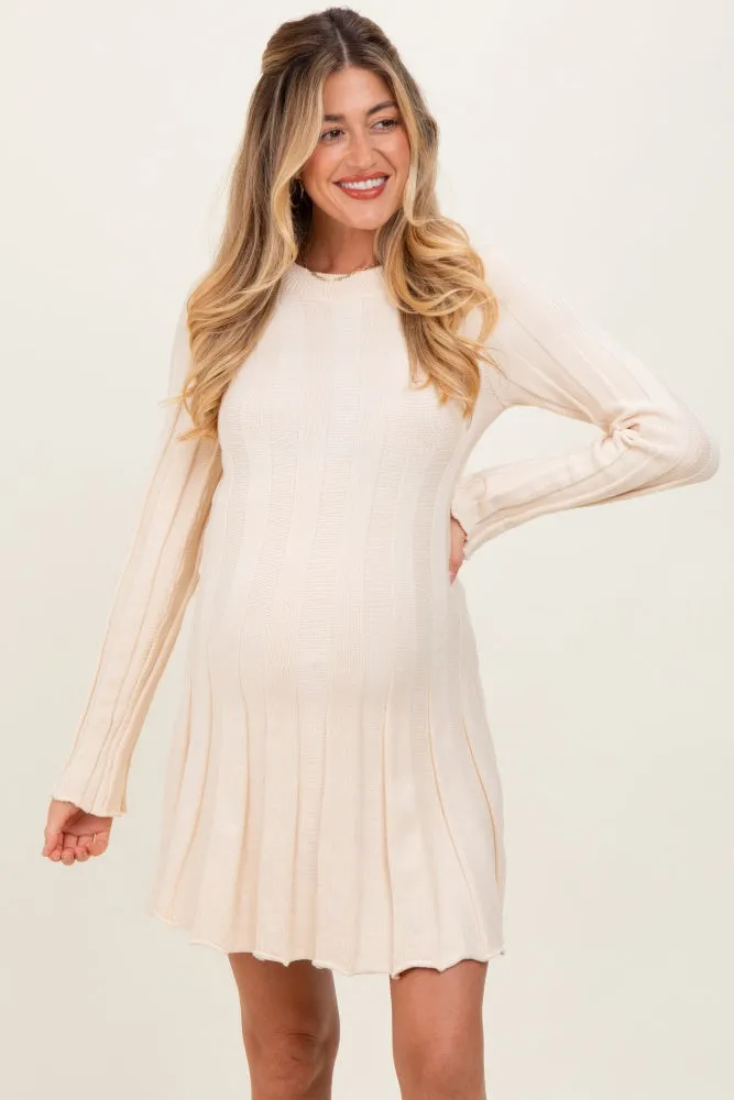 Cream Wide Rib Maternity Mini Sweater Dress sold by Pinkblush