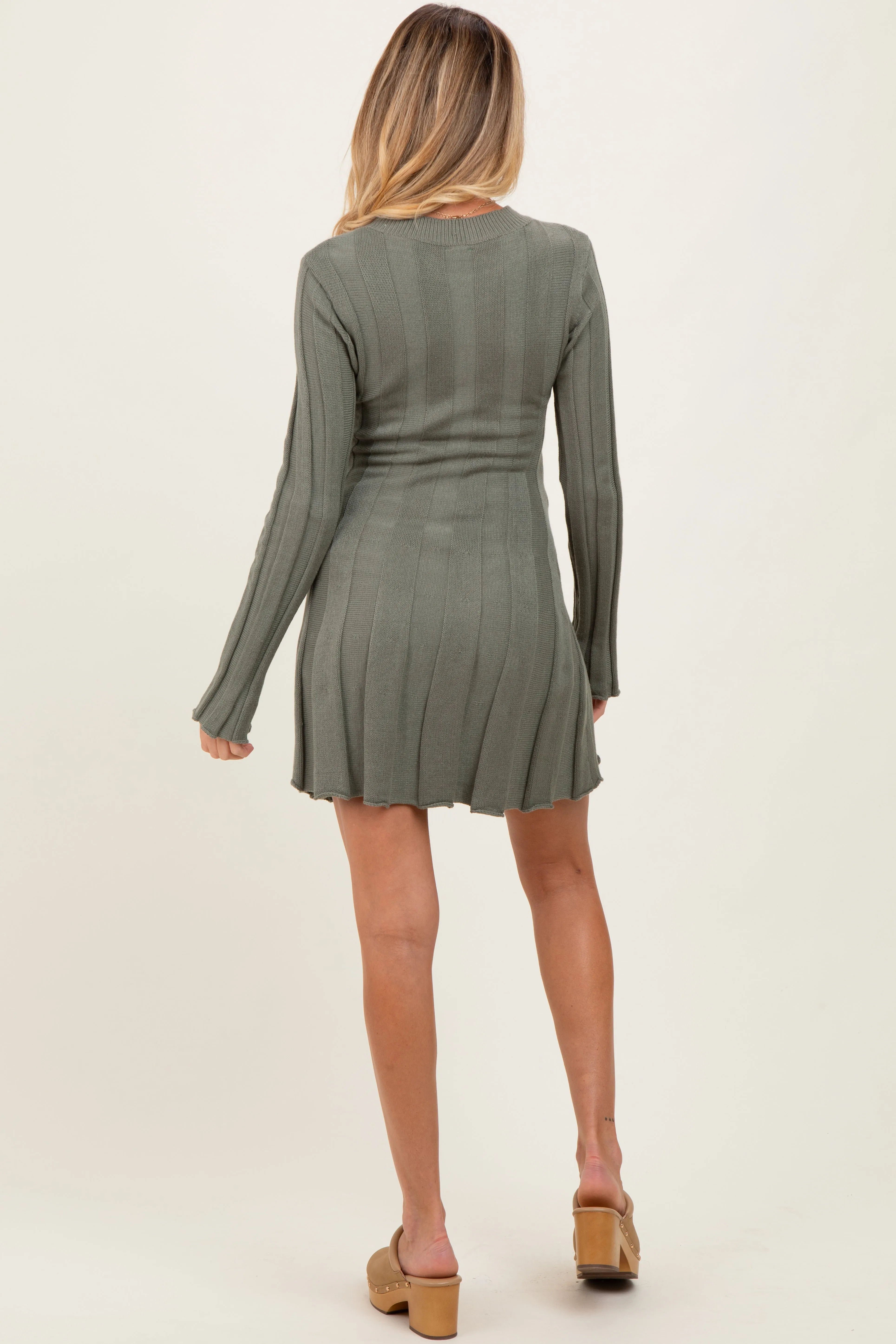 Olive Wide Rib Maternity Mini Sweater Dress sold by Pinkblush product image thumbnail 4