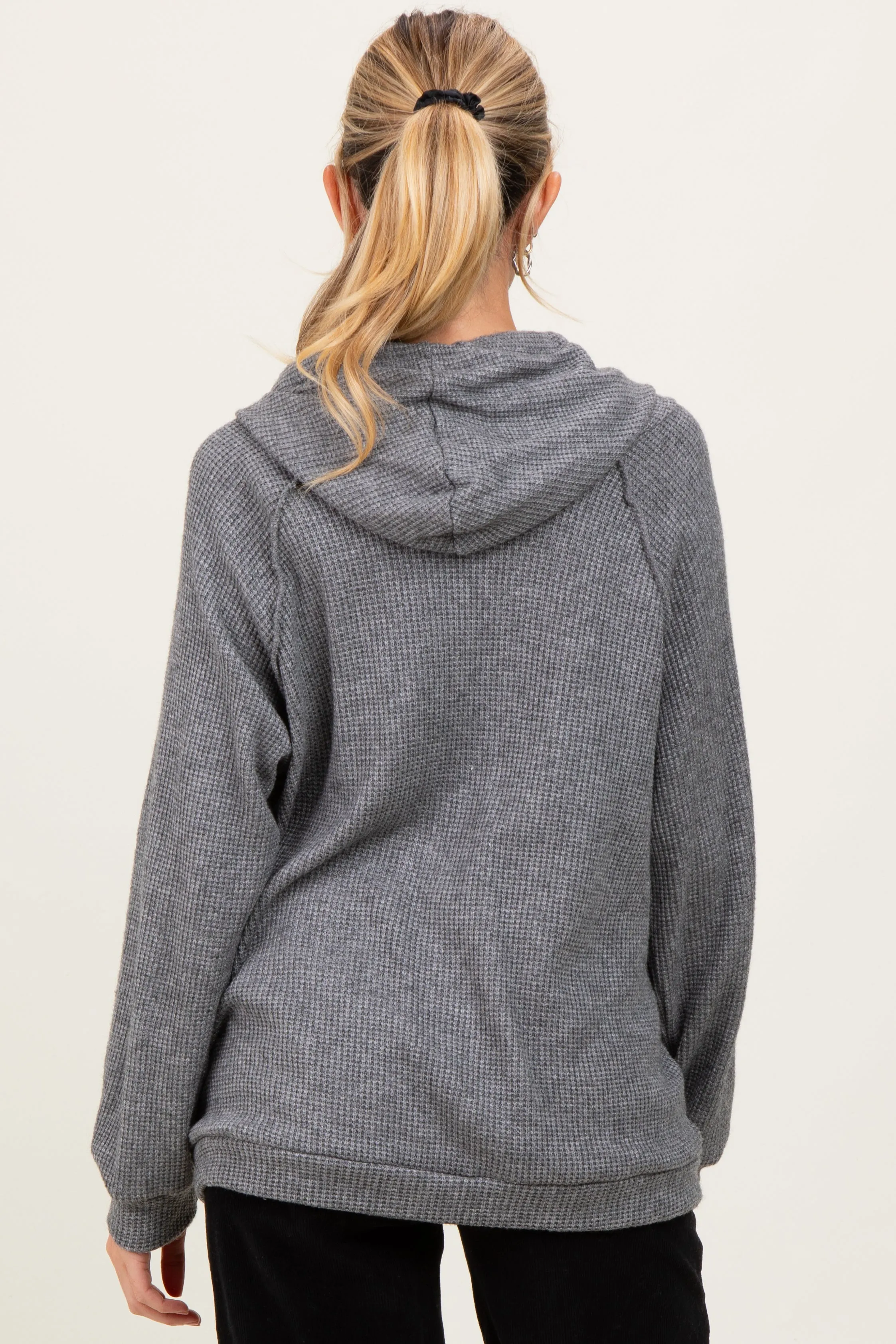 Charcoal Long Sleeve Solid Maternity Hoodie Top sold by Pinkblush product image thumbnail 4