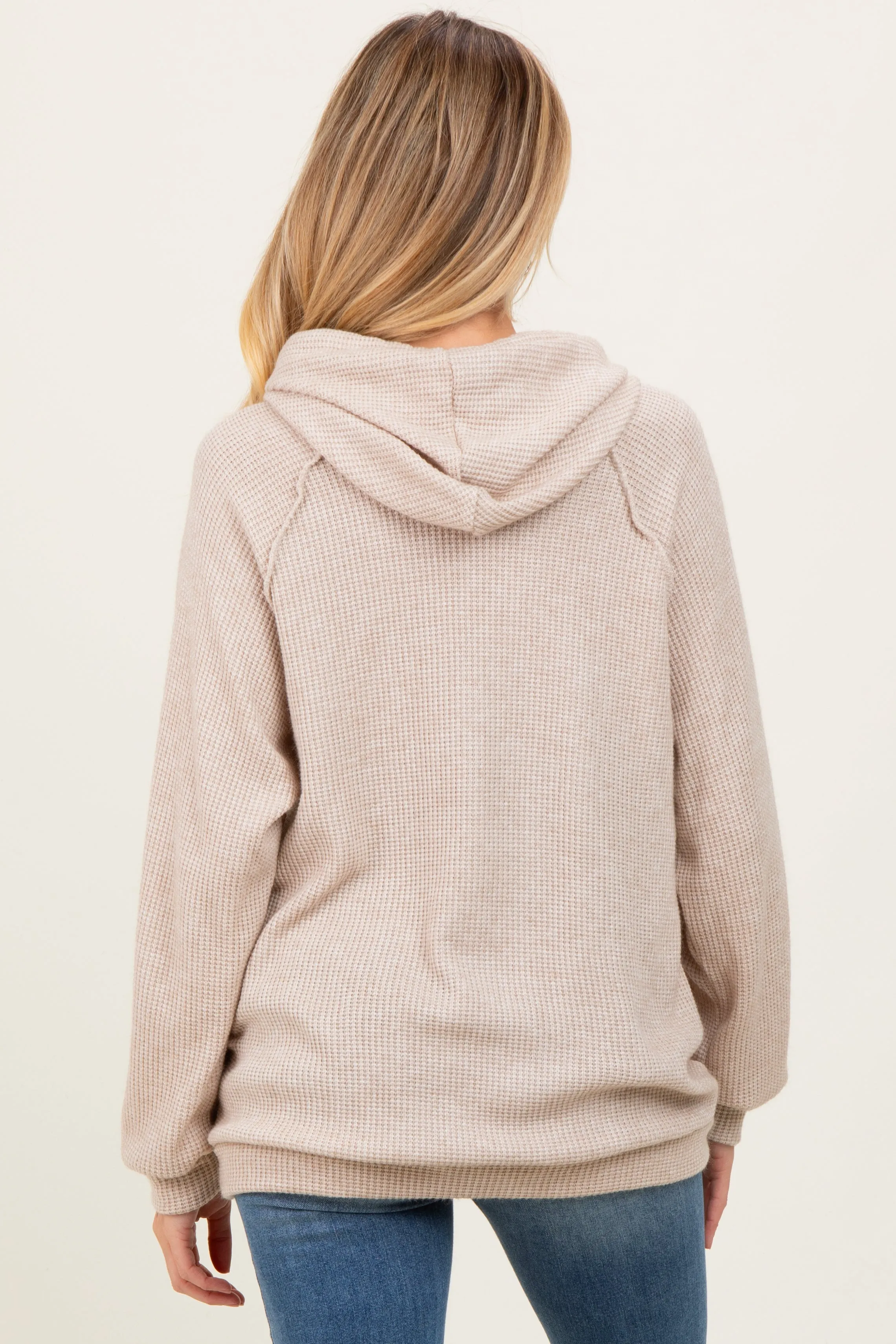 Beige Long Sleeve Solid Maternity Hoodie Top sold by Pinkblush product image thumbnail 4