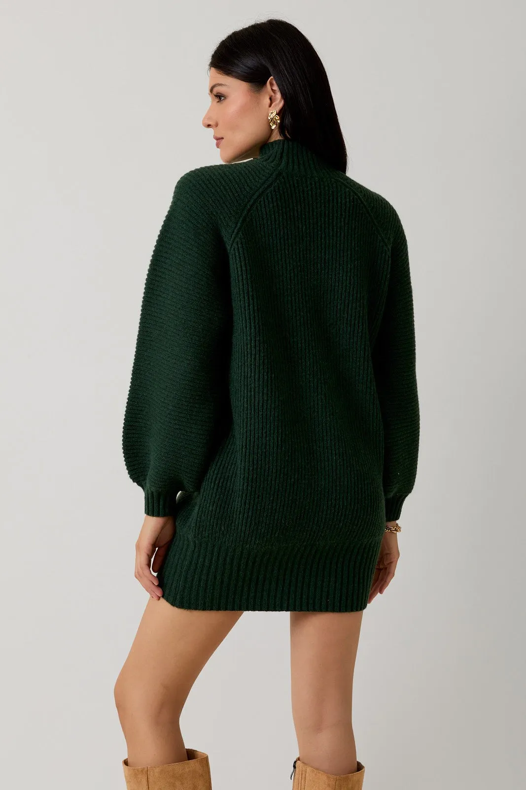Hunter Green Mock Neck Cozy Sweater Dress sold by Pinkblush product image thumbnail 2
