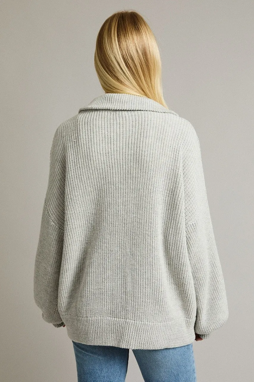 Heather Grey Oversized Zip Up Cardigan sold by Pinkblush product image thumbnail 3