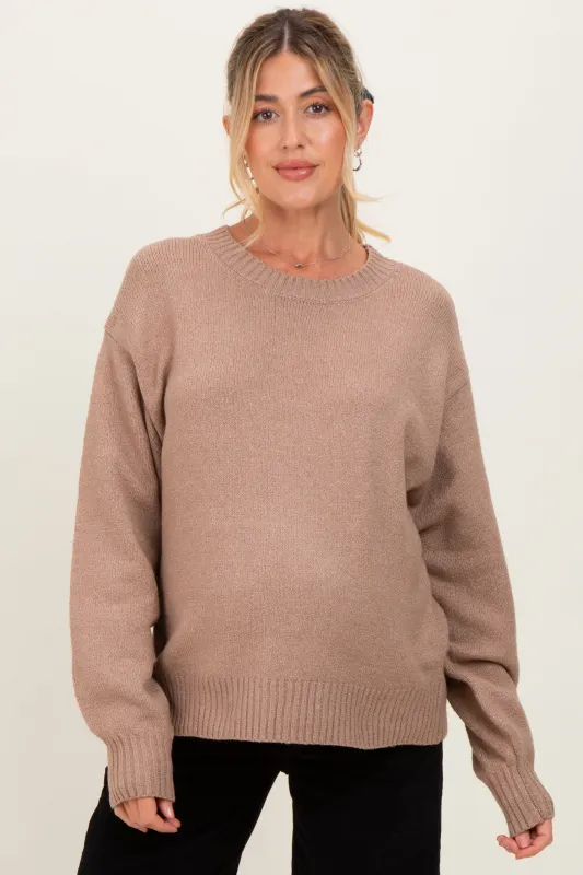 Mocha Chunky Knit Oversized Maternity Sweater sold by Pinkblush