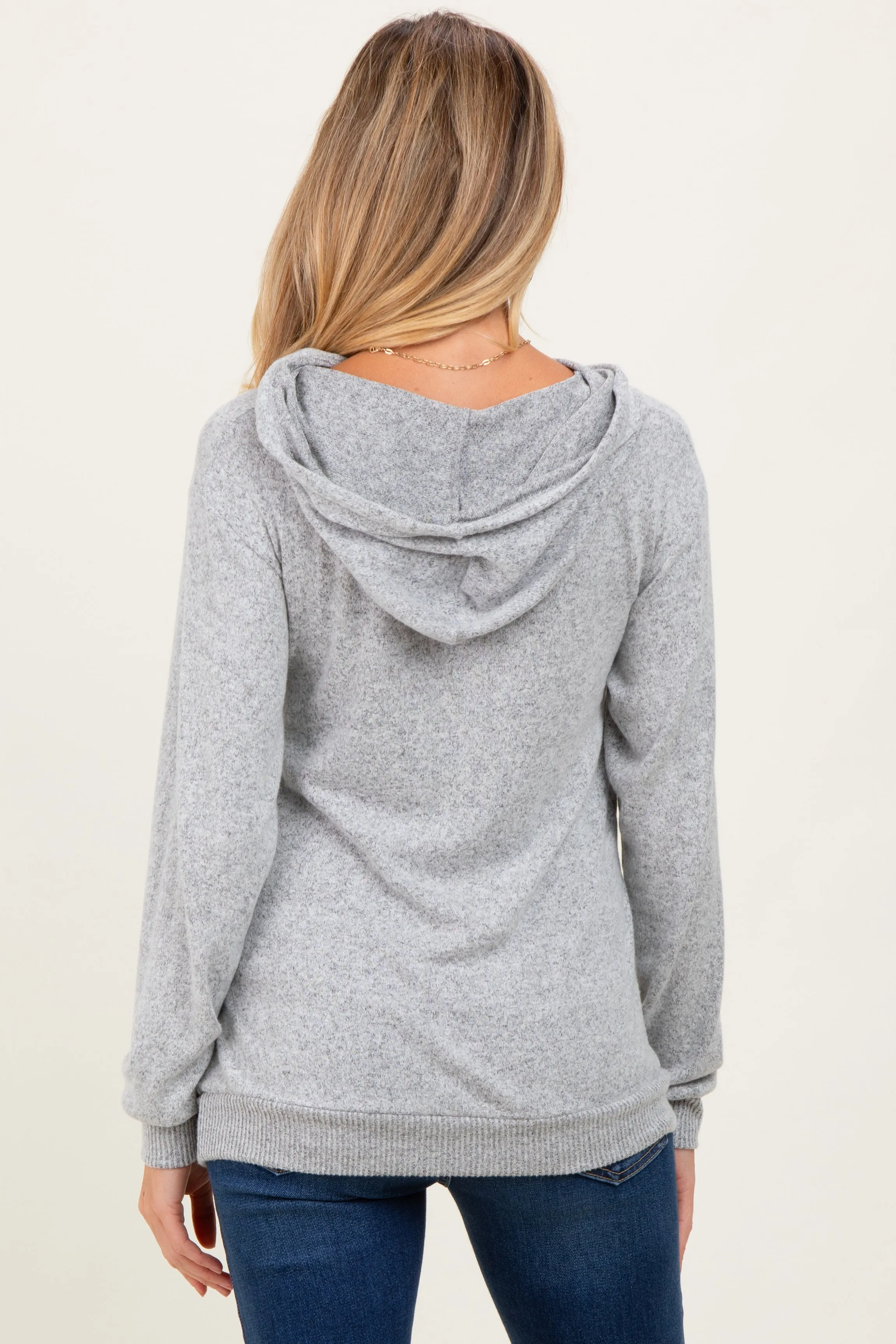 Heather Grey Double Layer Long Sleeve Maternity Nursing Hoodie sold by Pinkblush product image thumbnail 5