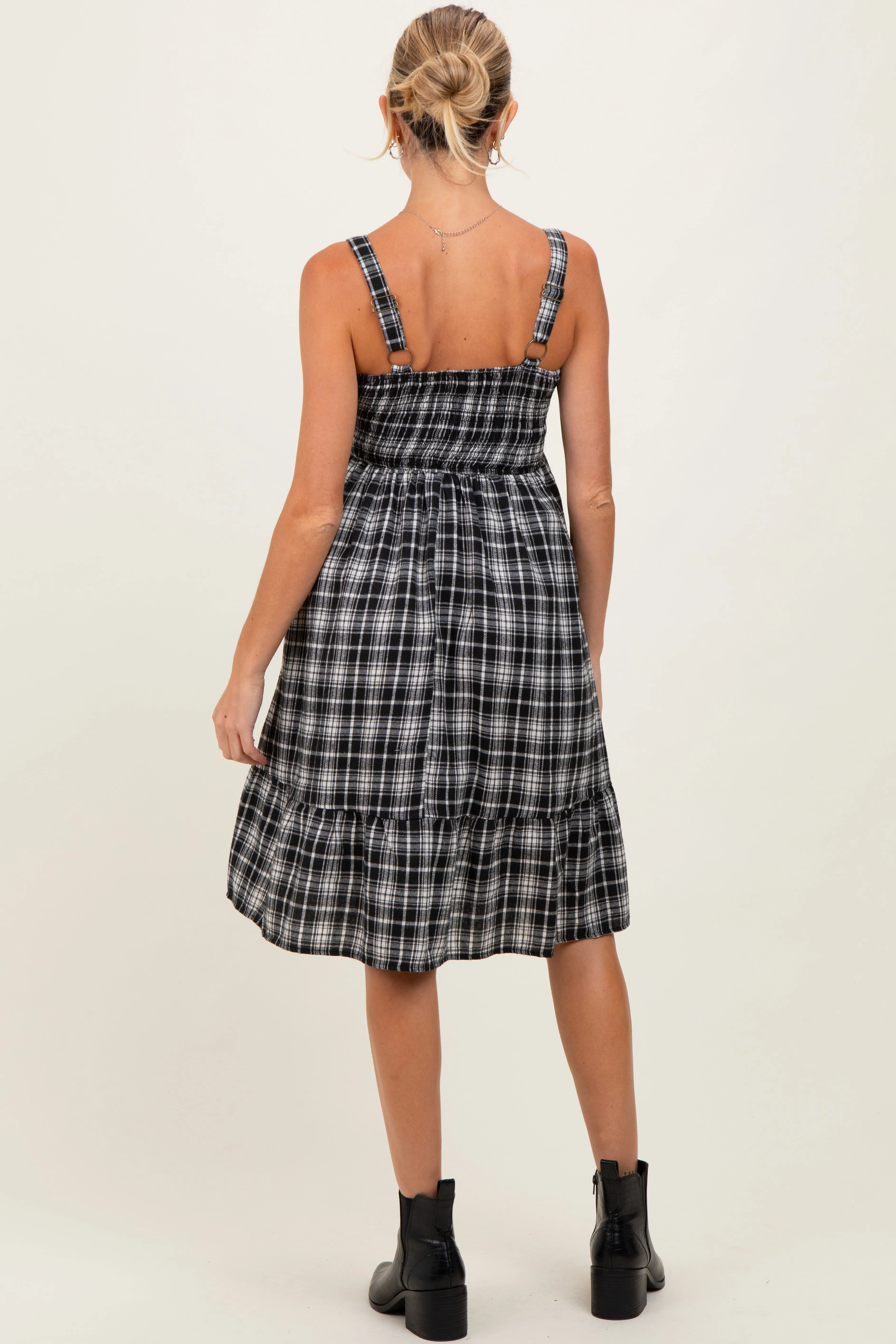 Black Plaid Square Neck Maternity Dress sold by Pinkblush product image thumbnail 2