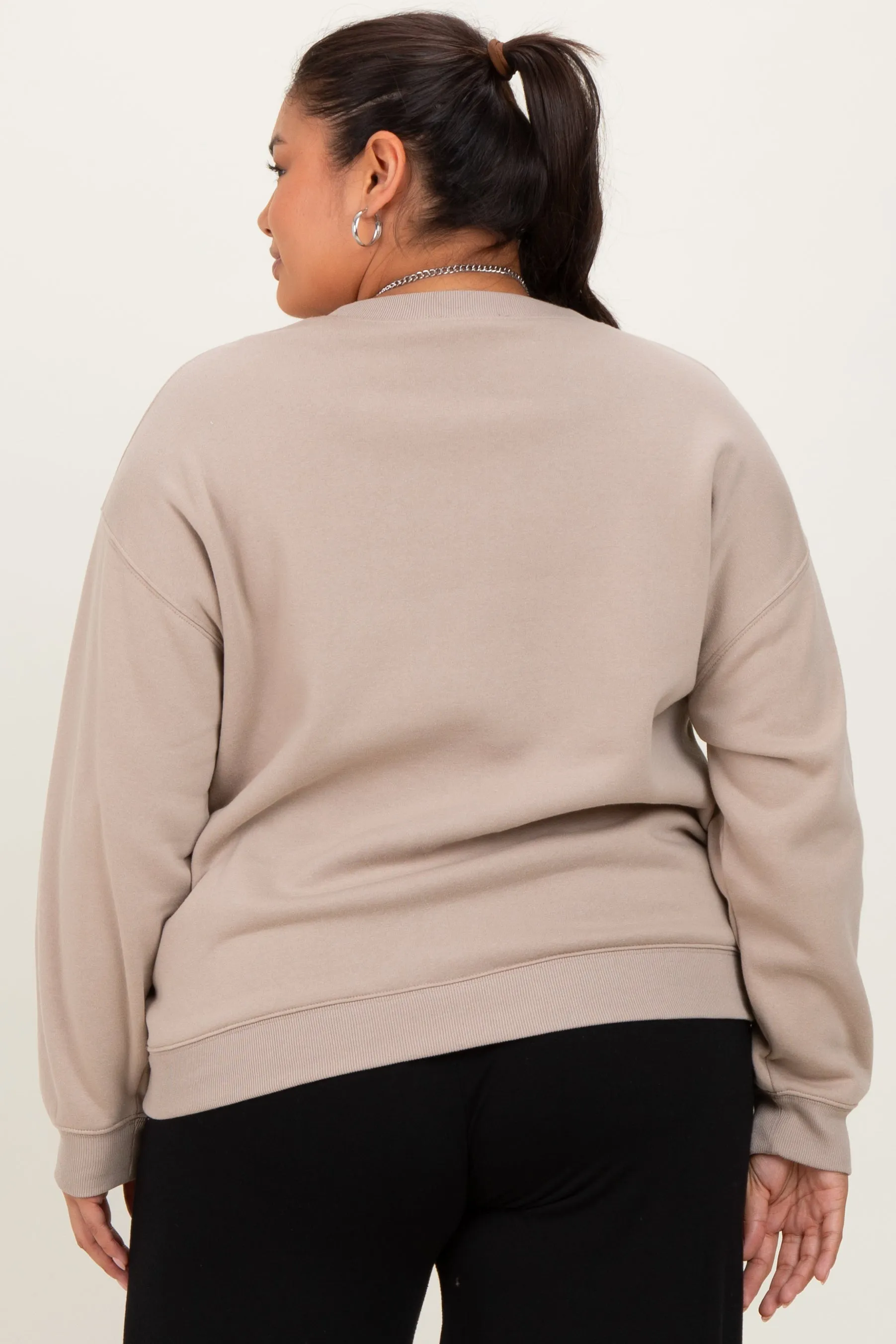 Beige Basic Fleece Crewneck Sweatshirt sold by Pinkblush product image thumbnail 4