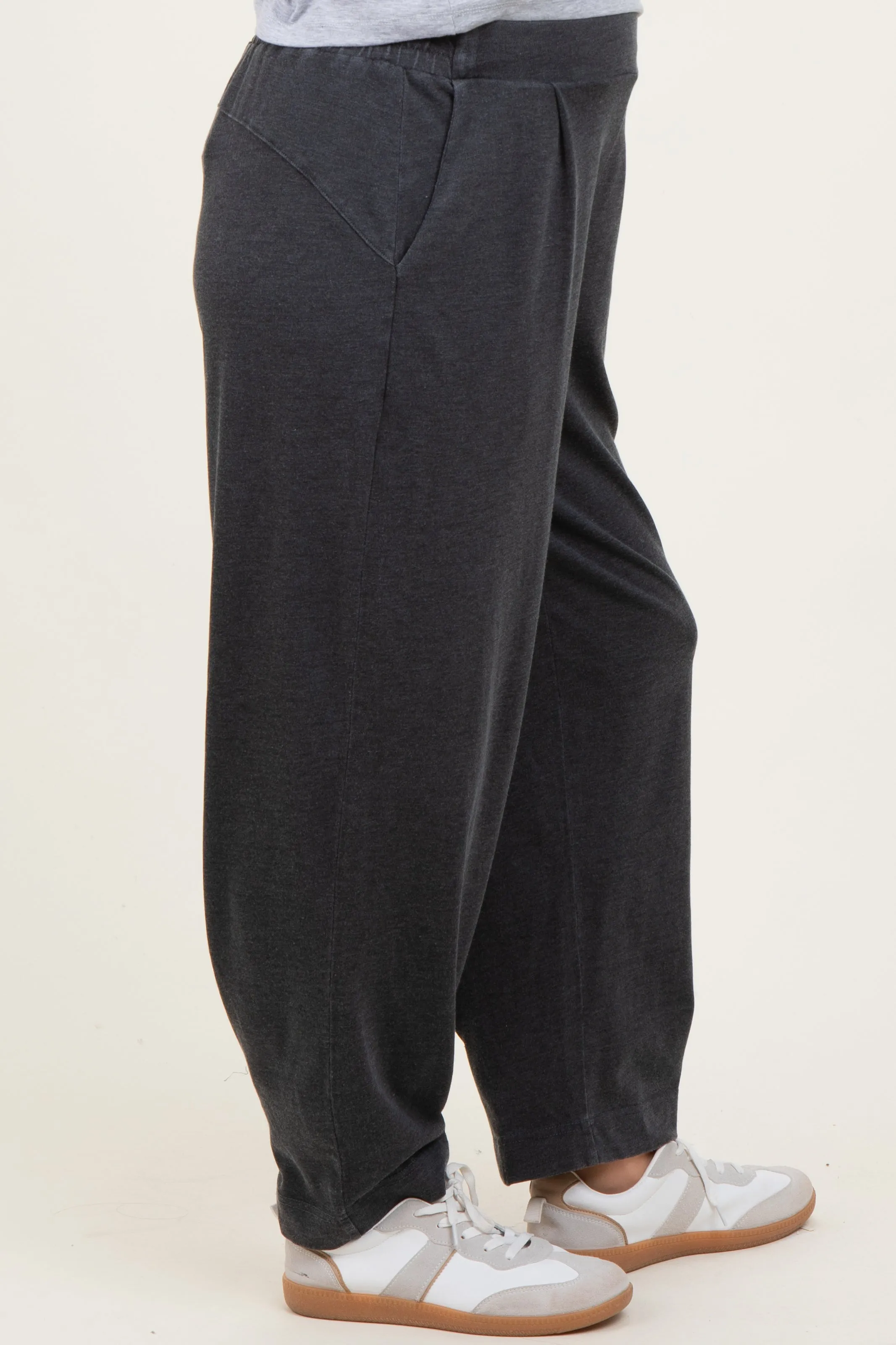 Black Mineral Wash Pleated Maternity Lounge Pants sold by Pinkblush product image thumbnail 3