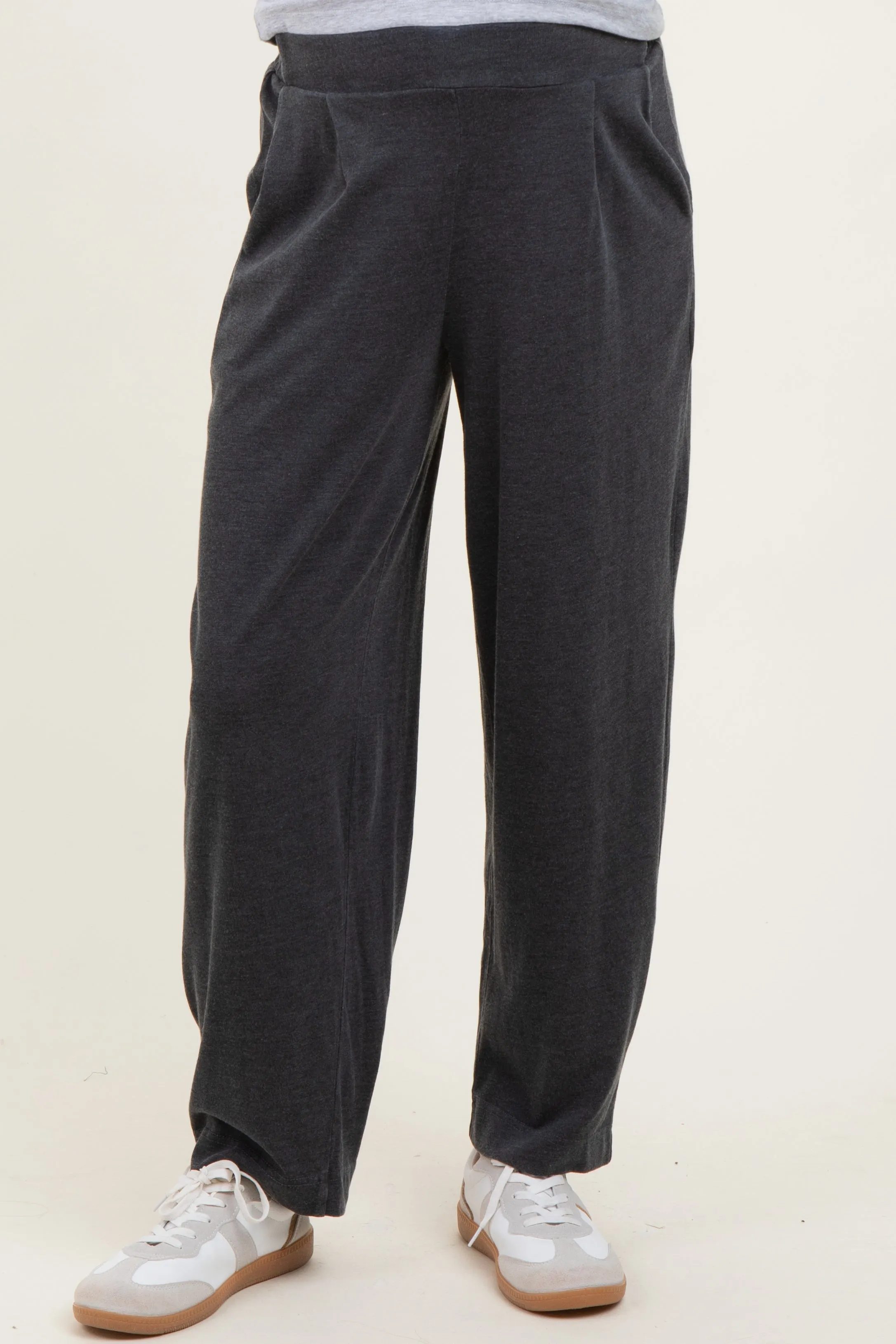 Black Mineral Wash Pleated Maternity Lounge Pants sold by Pinkblush product image thumbnail 2