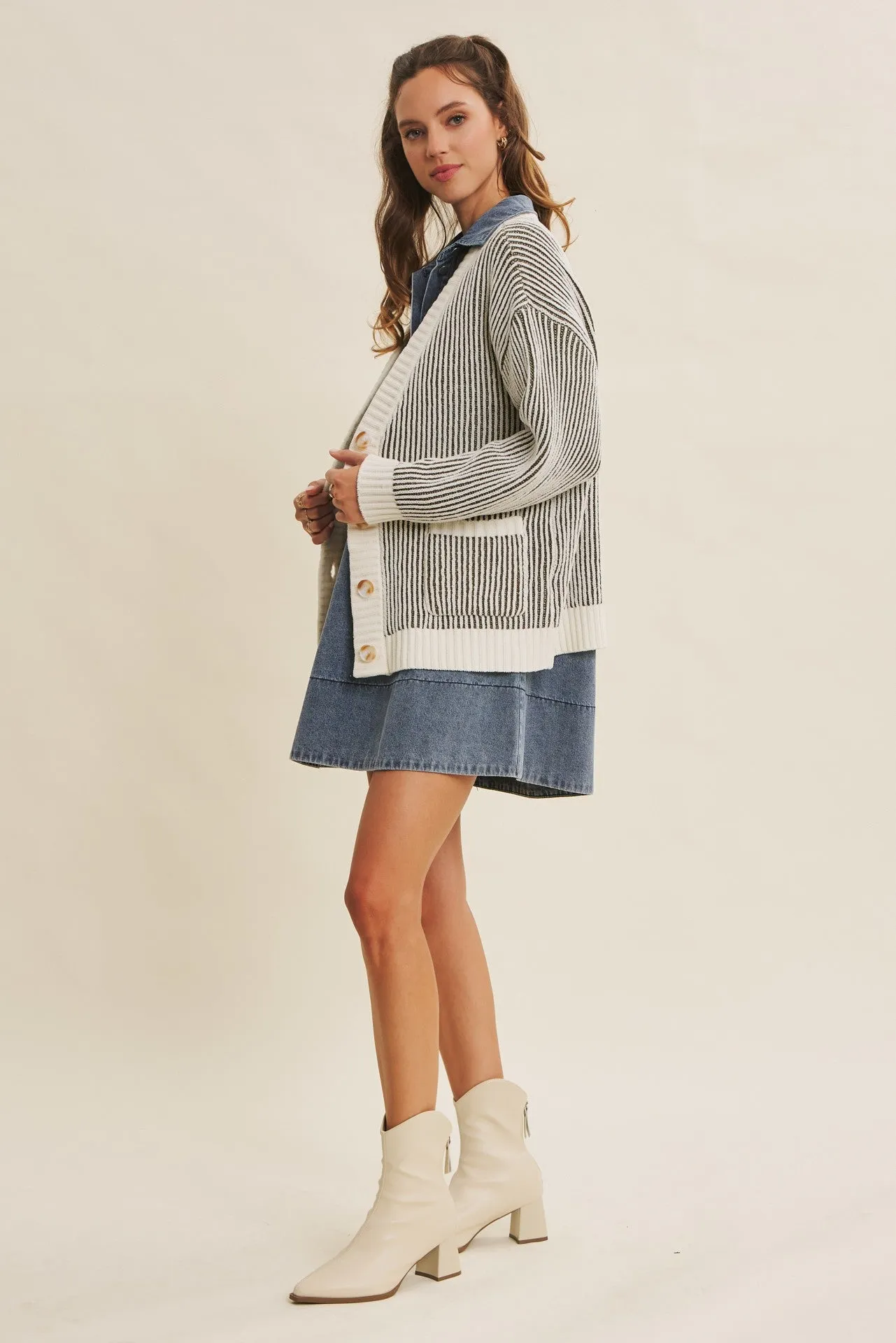 Olive Pocketed Button Front Cardigan sold by Pinkblush product image thumbnail 3