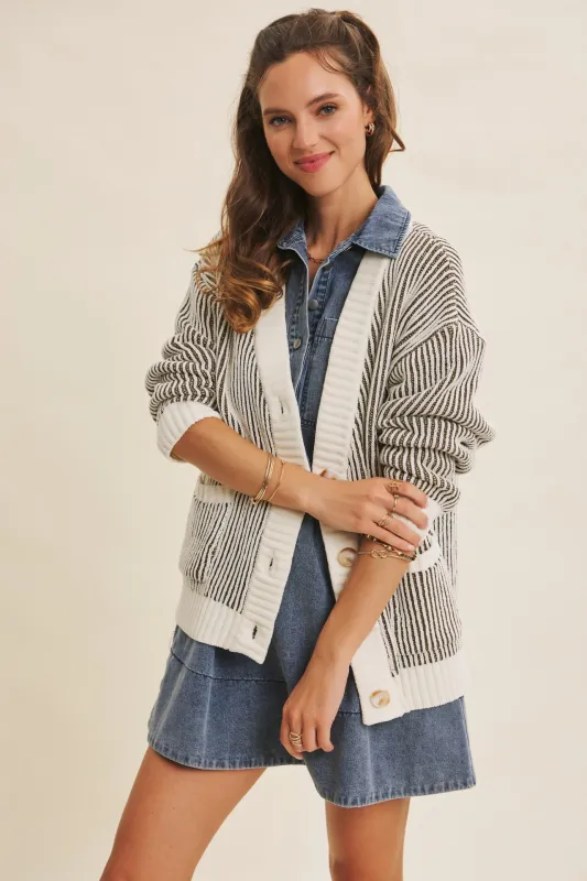 Olive Pocketed Button Front Cardigan sold by Pinkblush