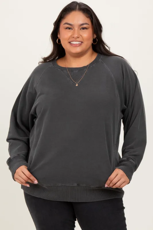 Charcoal Vintage Wash French Terry Plus Pullover sold by Pinkblush