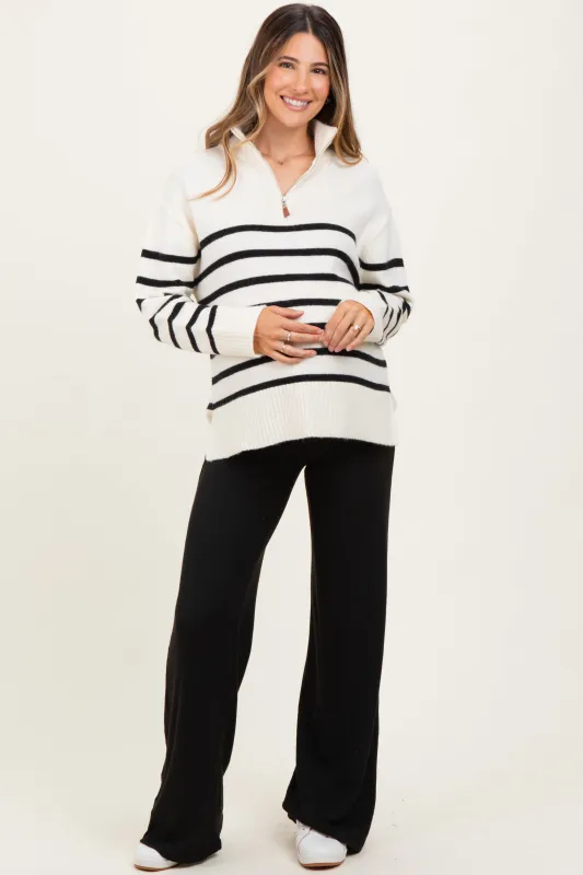 Black Brushed Knit Flare Leg Maternity Pants sold by Pinkblush