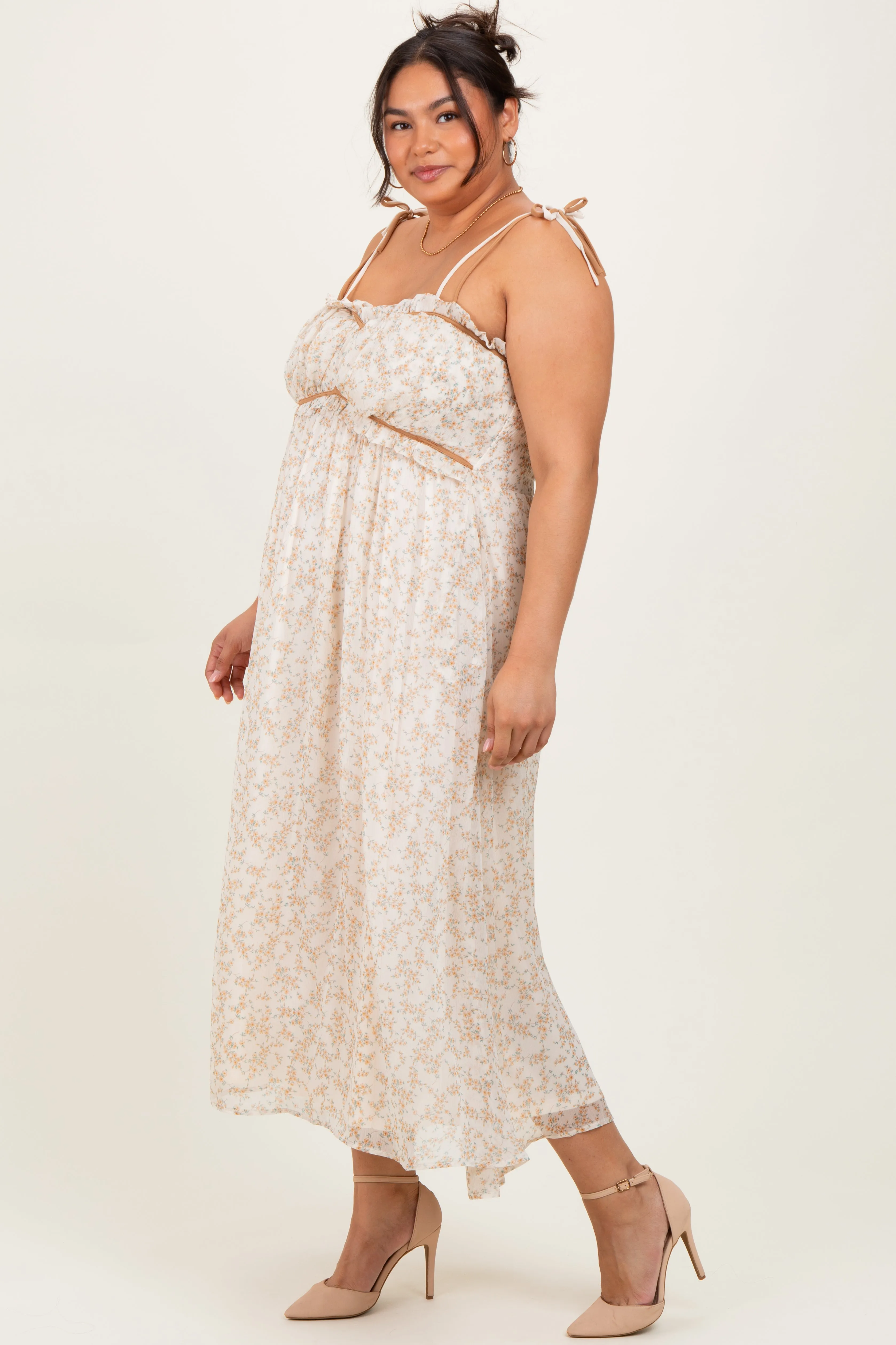 Yellow Plus Garden Floral Printed Smocking Maxi Dress sold by Pinkblush product image thumbnail 2