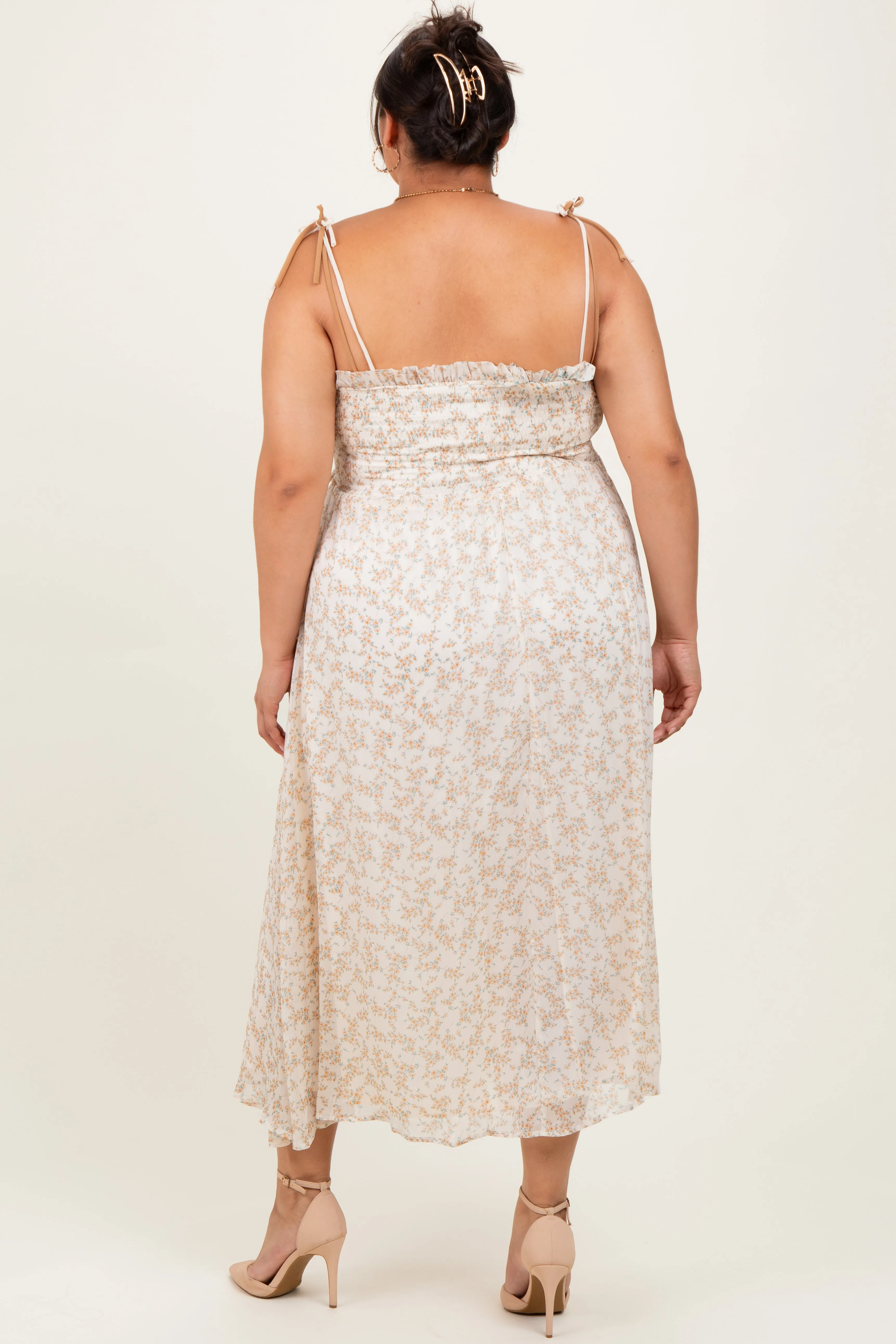 Yellow Plus Garden Floral Printed Smocking Maxi Dress sold by Pinkblush product image thumbnail 3