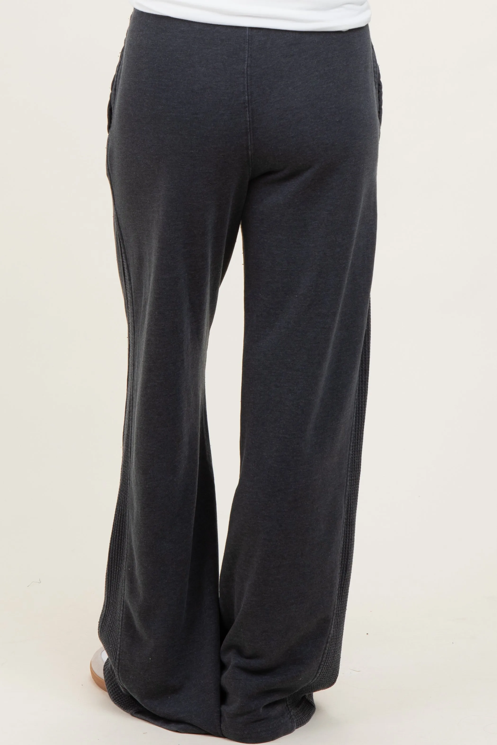 Black Mineral Wash Waffle Knit Contrast Maternity Lounge Pants sold by Pinkblush product image thumbnail 4