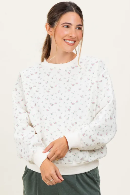 Ivory Floral Oversized Maternity Sweatshirt sold by Pinkblush