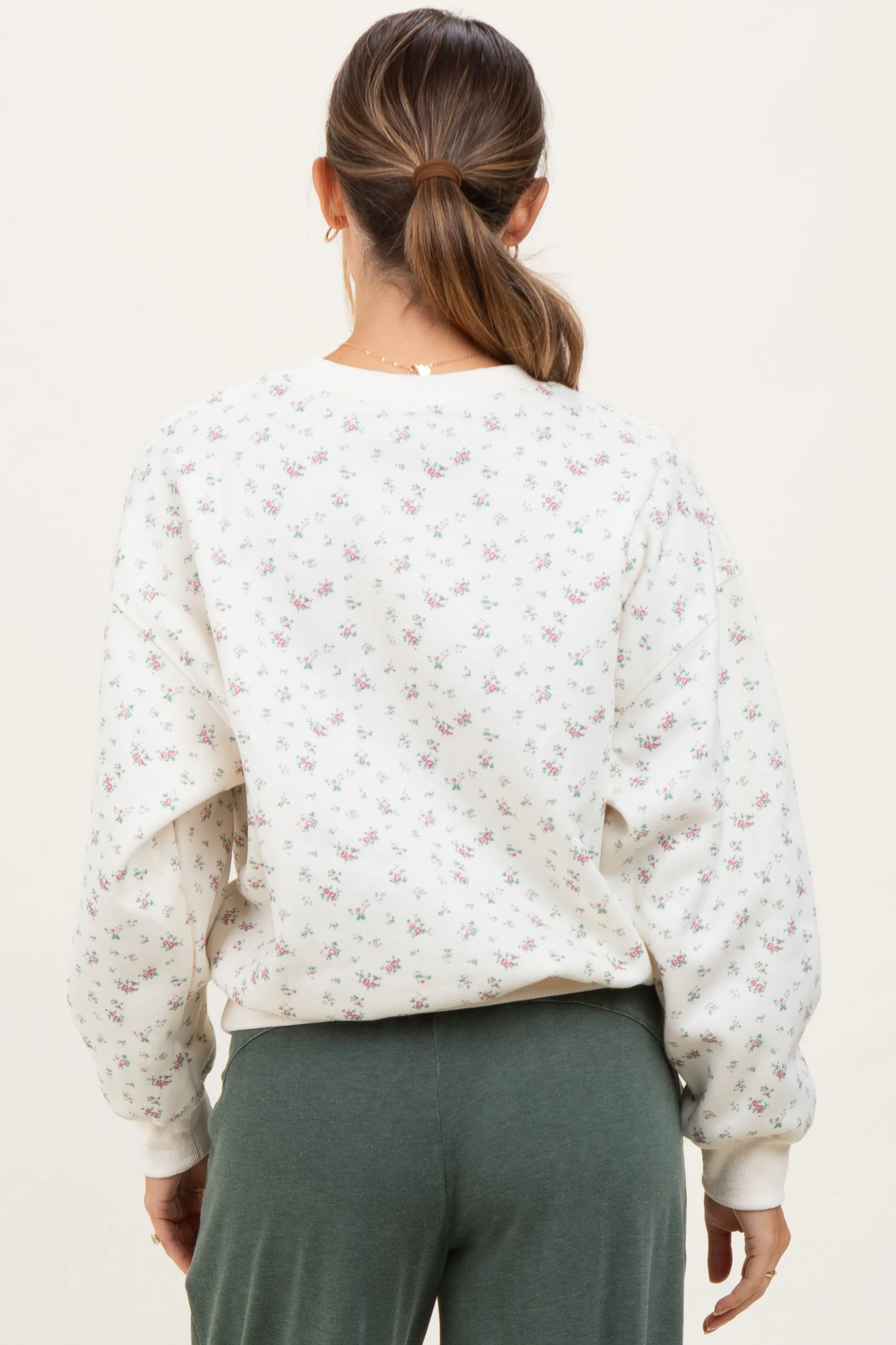 Ivory Floral Oversized Maternity Sweatshirt sold by Pinkblush product image thumbnail 2