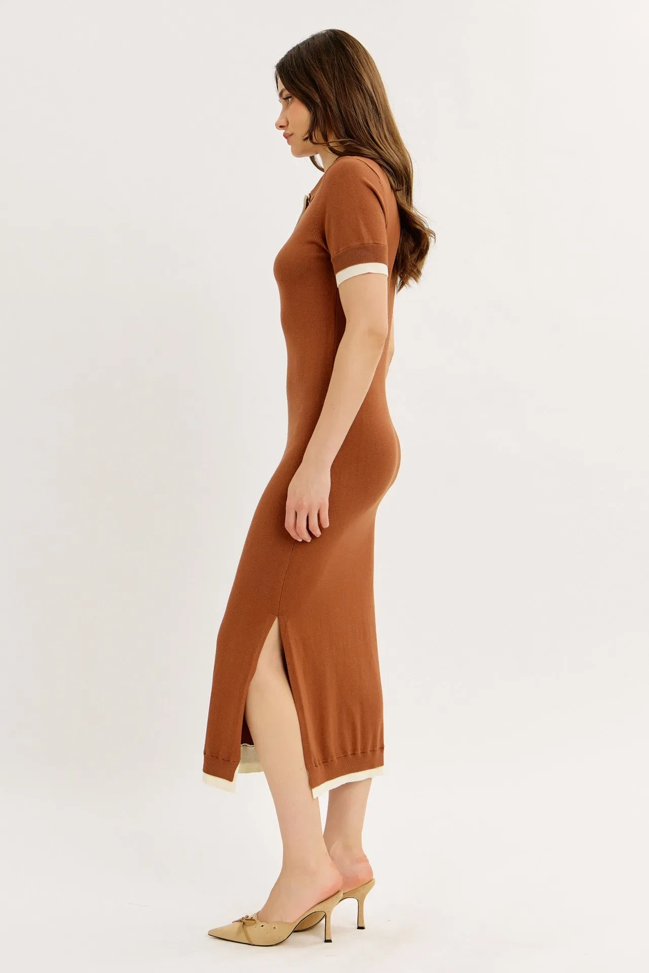Camel Sweater Side Slit Midi Dress sold by Pinkblush product image thumbnail 4