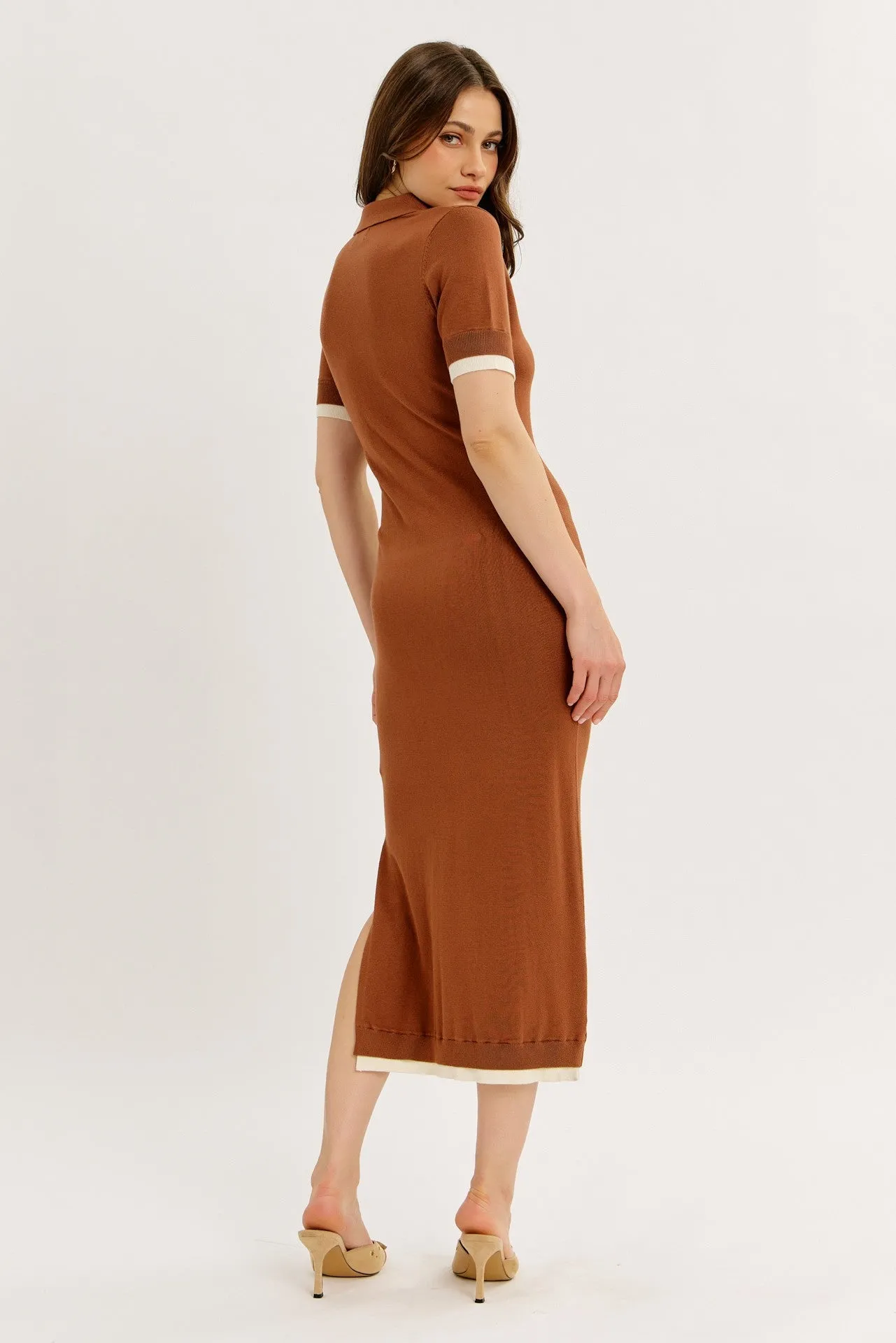 Camel Sweater Side Slit Midi Dress sold by Pinkblush product image thumbnail 5