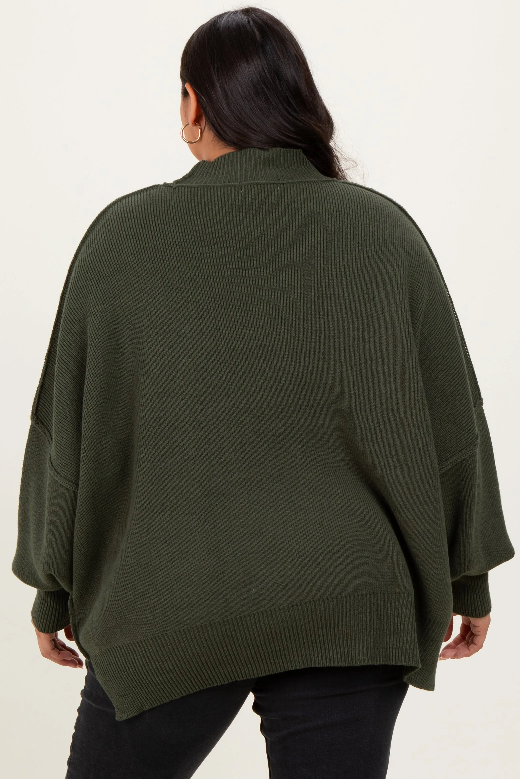 Olive Mock Neck Exposed Seam Sweater sold by Pinkblush product image thumbnail 4