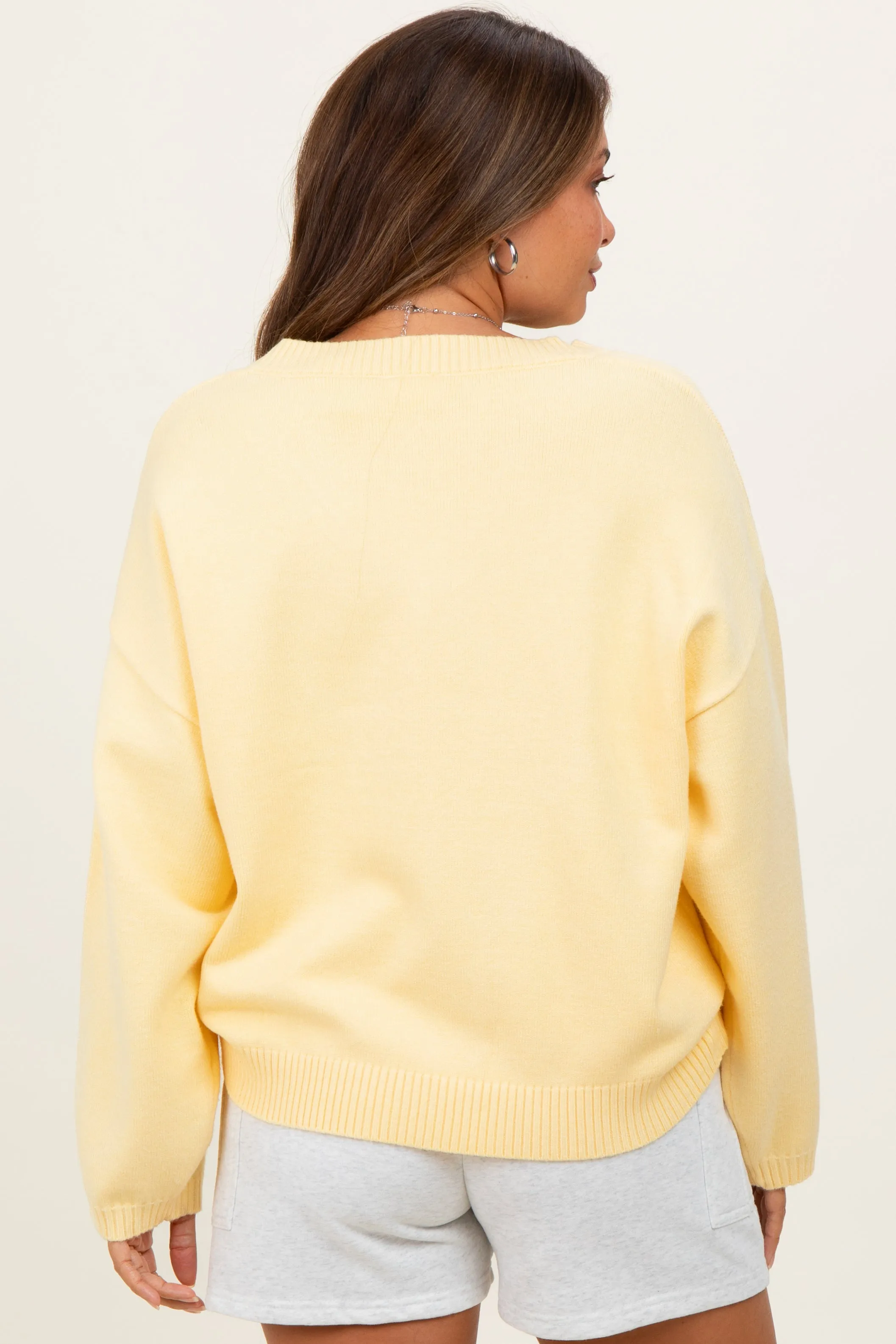 Light Yellow V-Neck Drop Shoulder Maternity Sweater sold by Pinkblush product image thumbnail 5