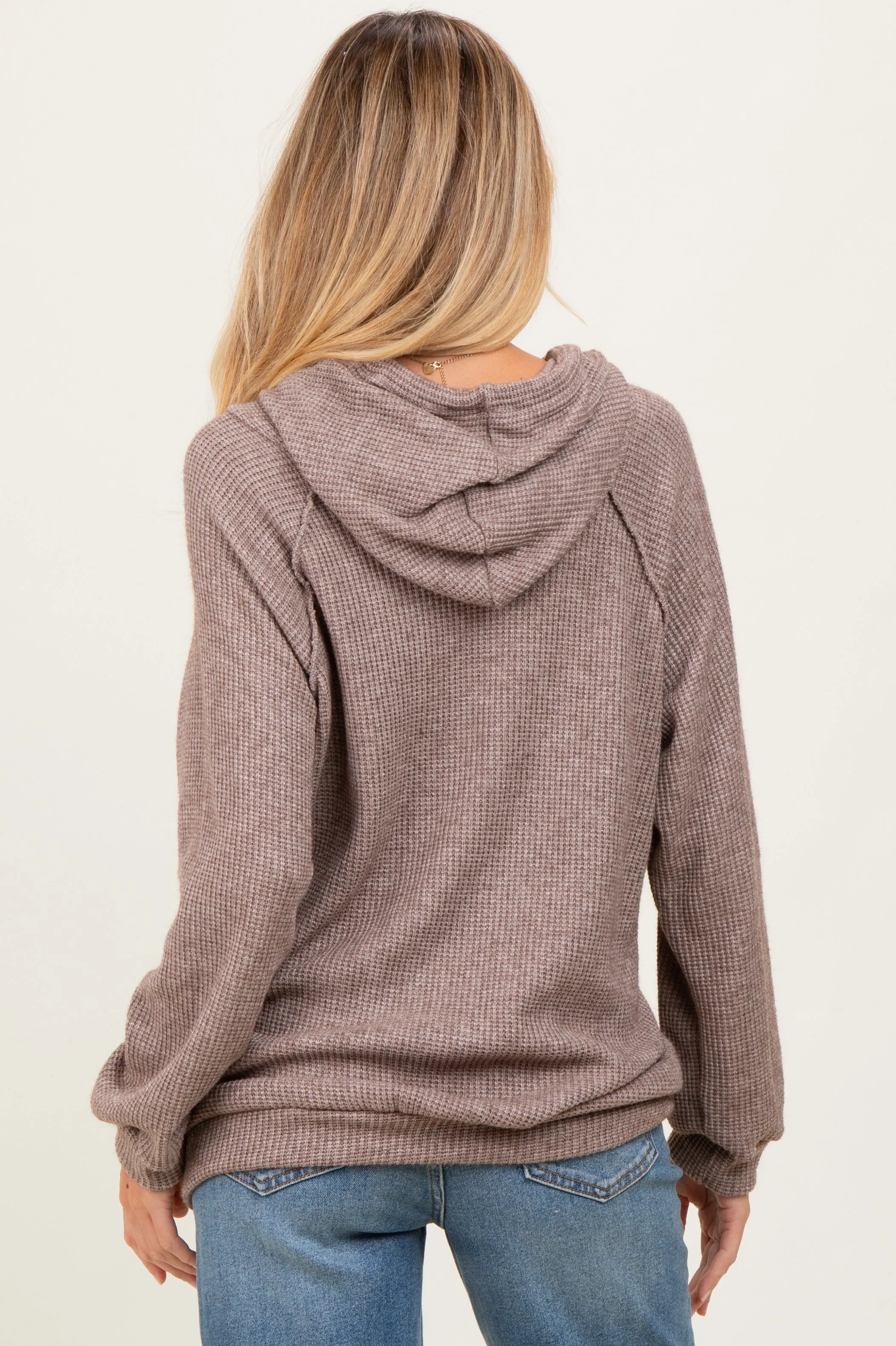Mocha Long Sleeve Solid Maternity Hoodie Top sold by Pinkblush product image thumbnail 5