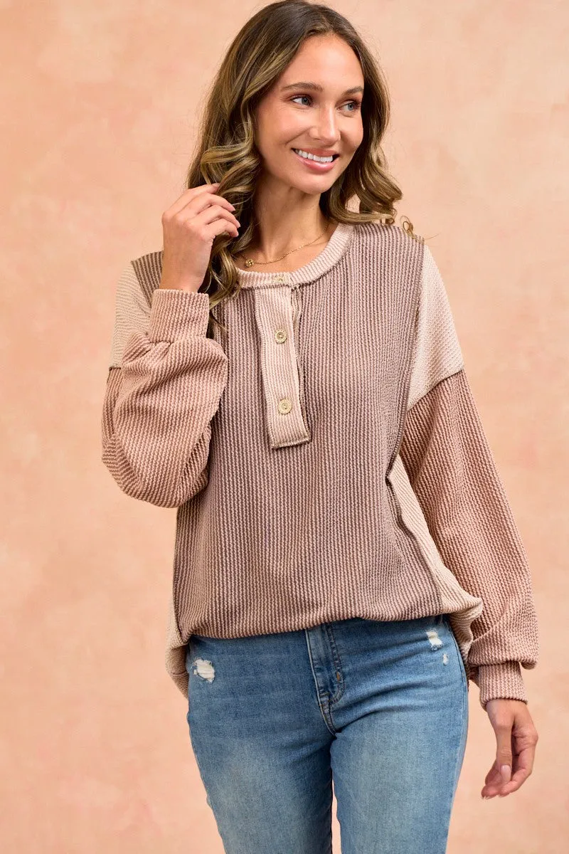 Mocha Colorblock Top sold by Pinkblush product image thumbnail 2