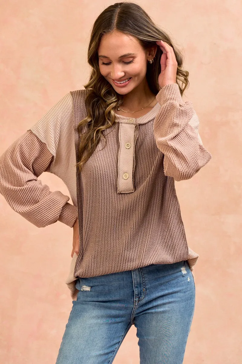 Mocha Colorblock Top sold by Pinkblush product image thumbnail 3